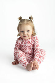 Valentine's Day Xoxo Bamboo Newborn Zipper Pajamas Sleepers