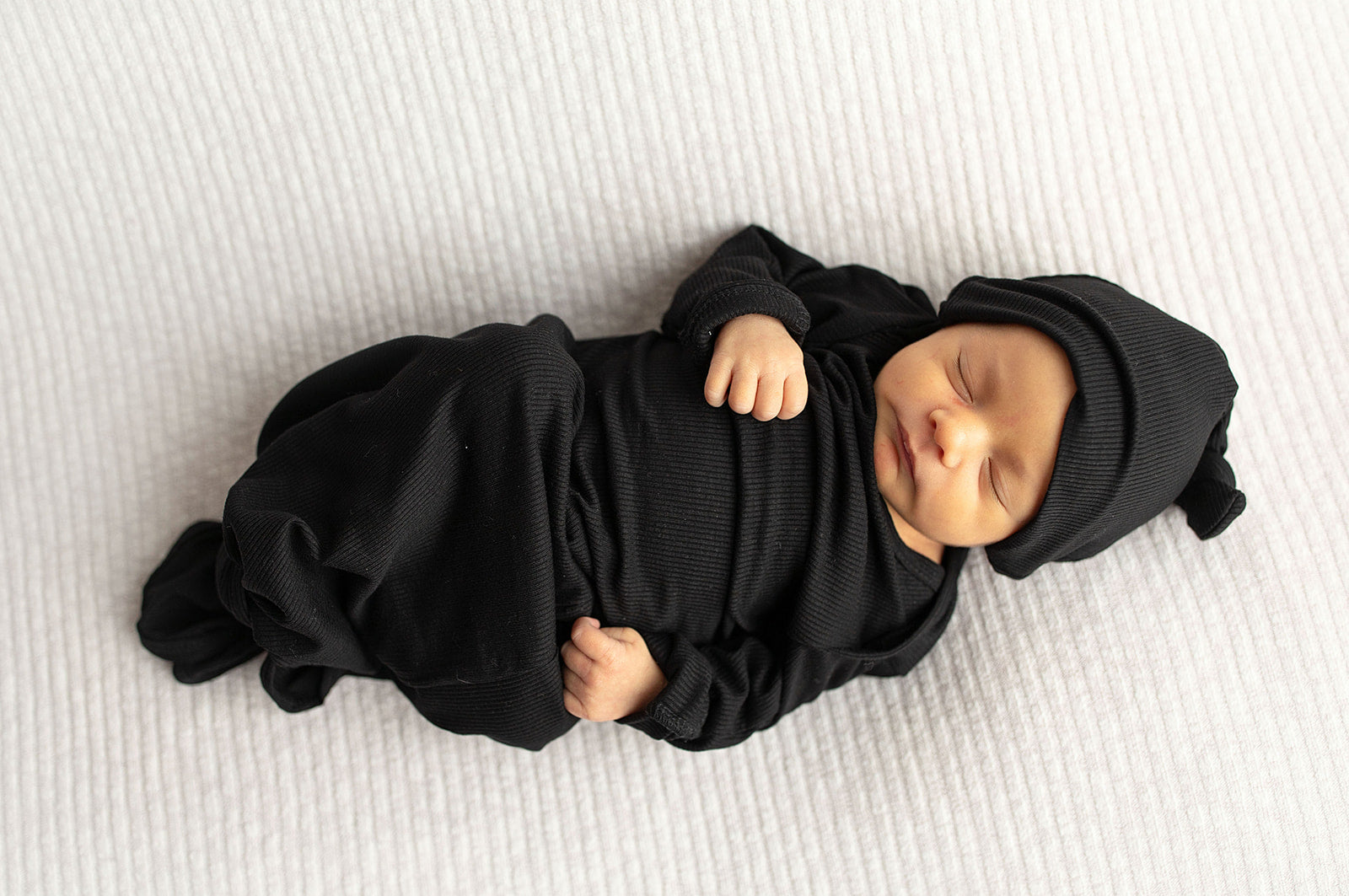 Black Ribbed Knotted Baby Gown