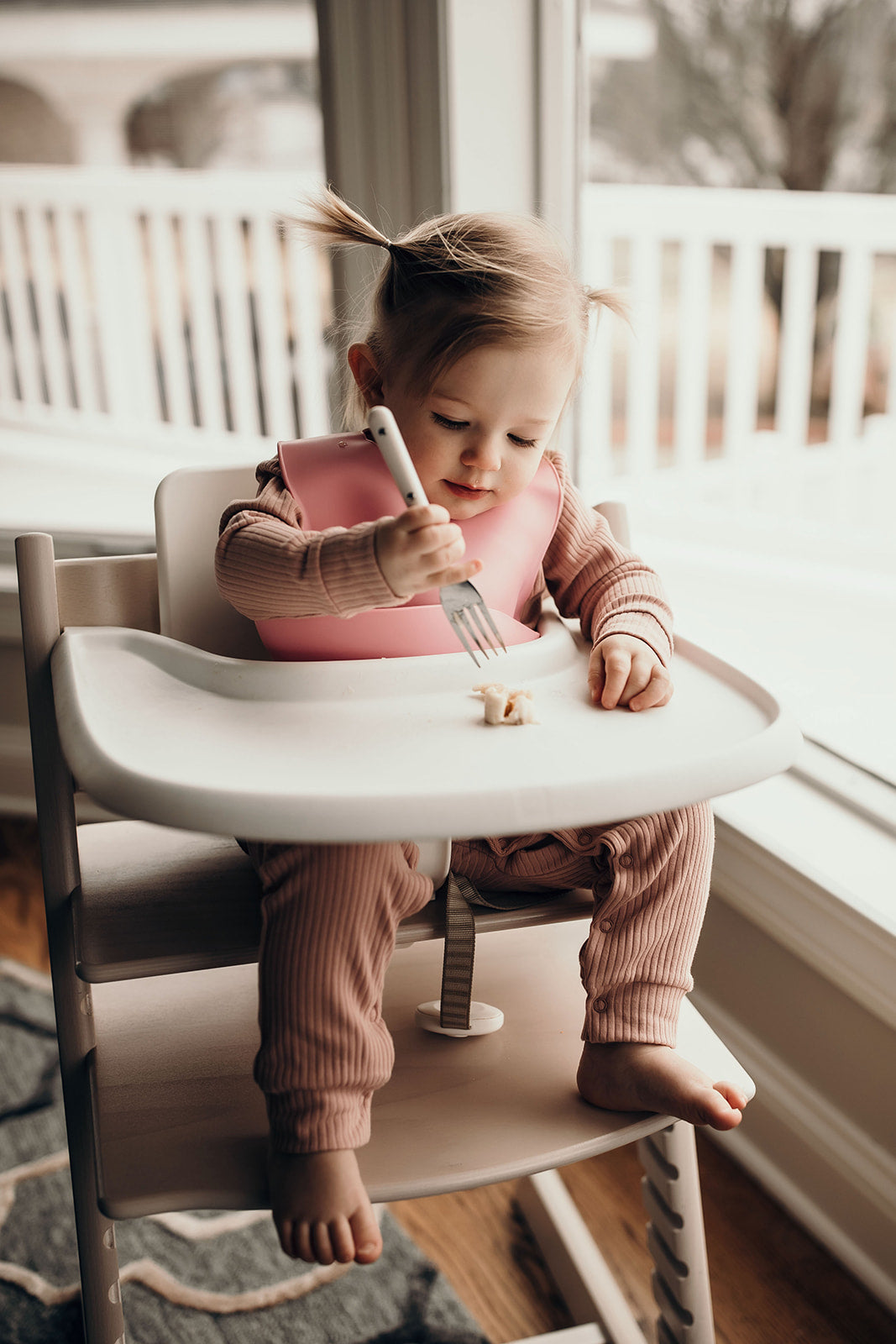 Rose Silicone Bib With Crumb Catcher