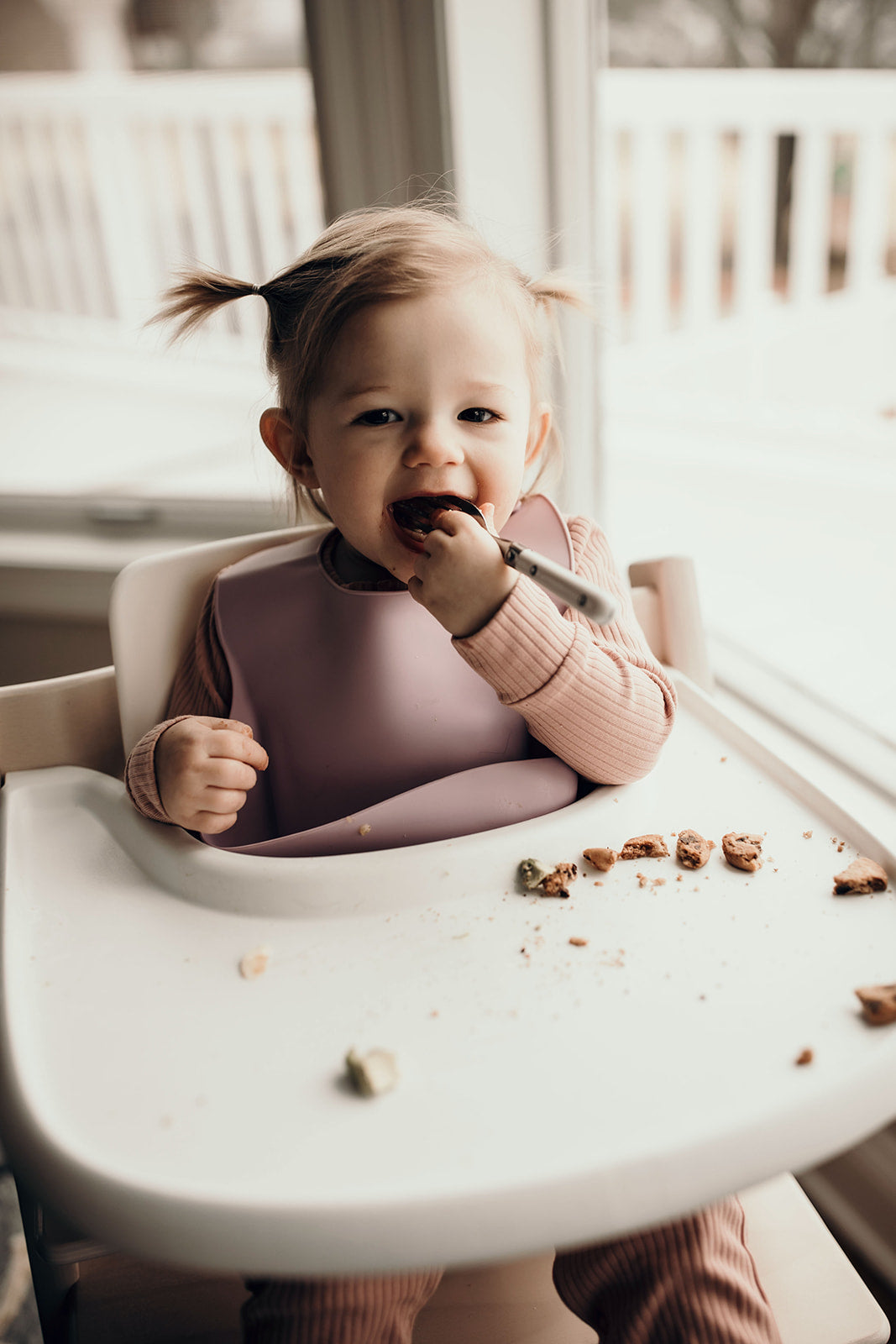 Lilac Silicone Bib With Crumb Catcher