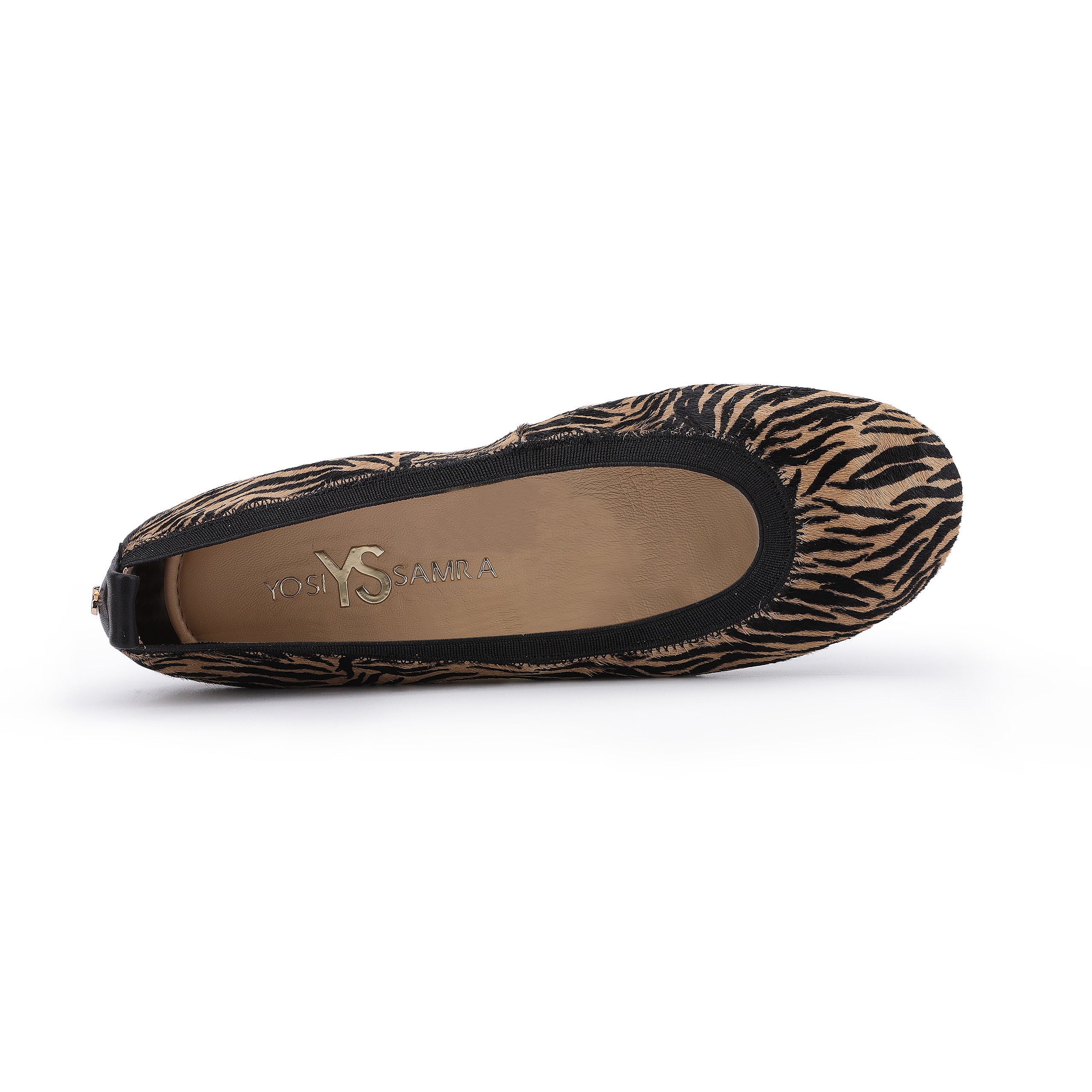 Samara Foldable Ballet Flat In Zebra Print Calf Hair