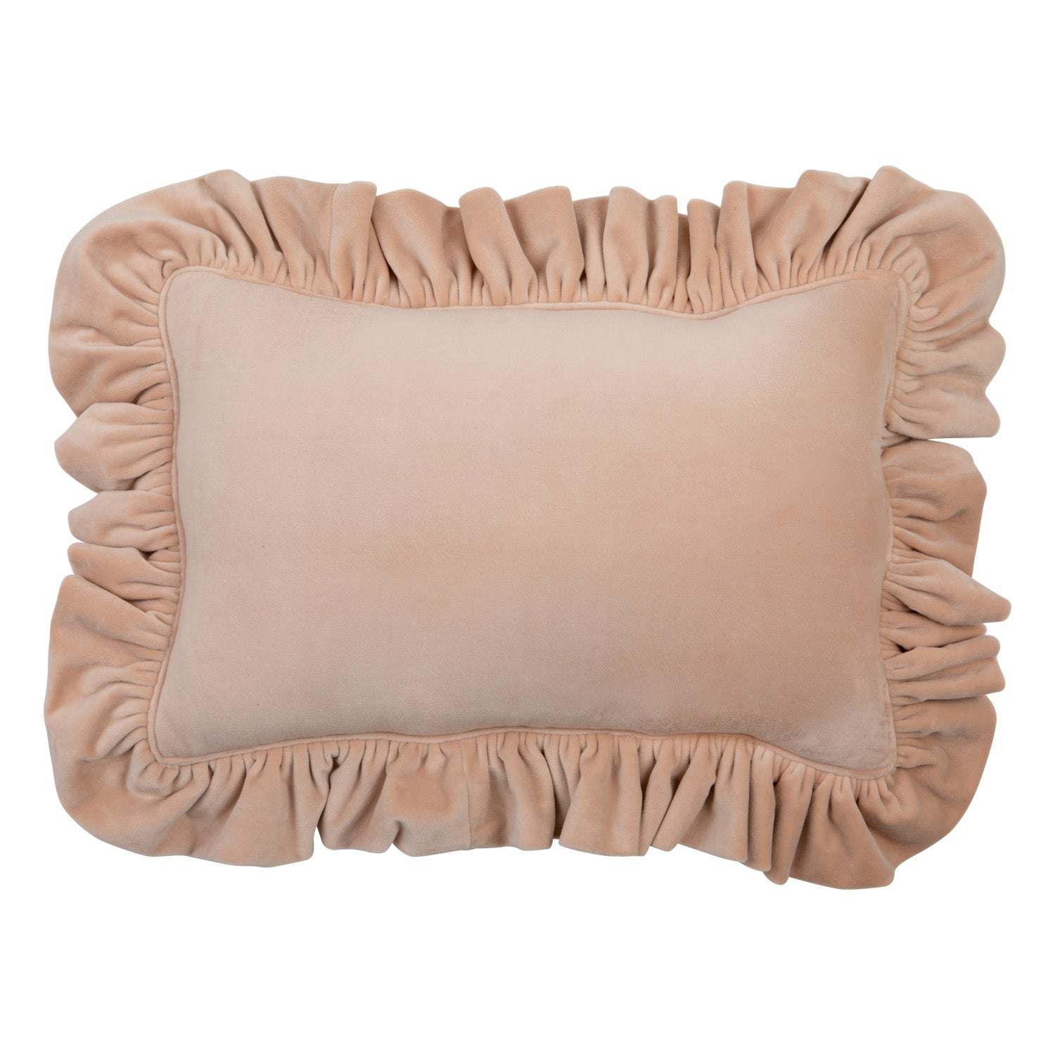 Latte Soft Velvet Pillow With Frill