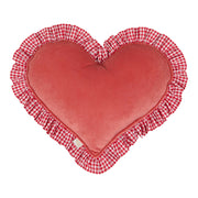 "red" Heart Pillow With Checkered Frill