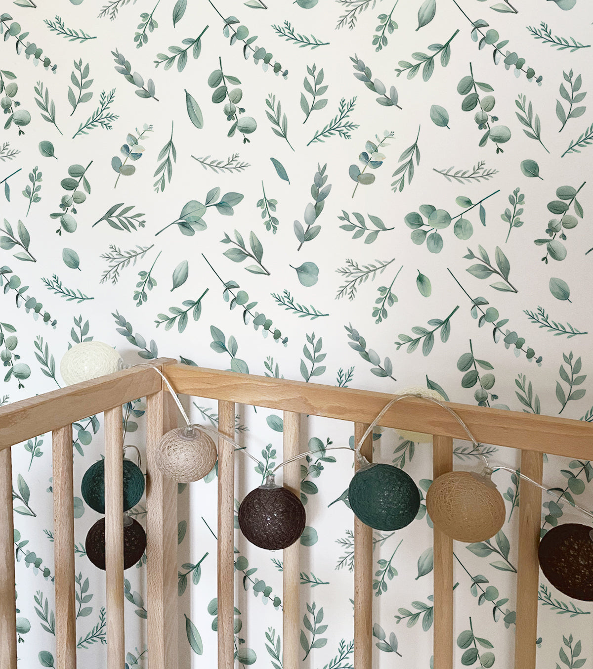 Greenery - Children's Wallpaper - Eucalyptus Leaves Motif