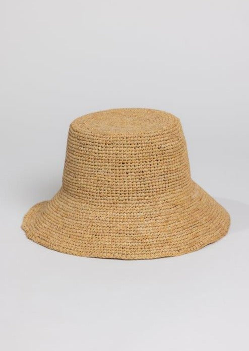 Chic Crochet Bucket Hat- Natural/tobacco