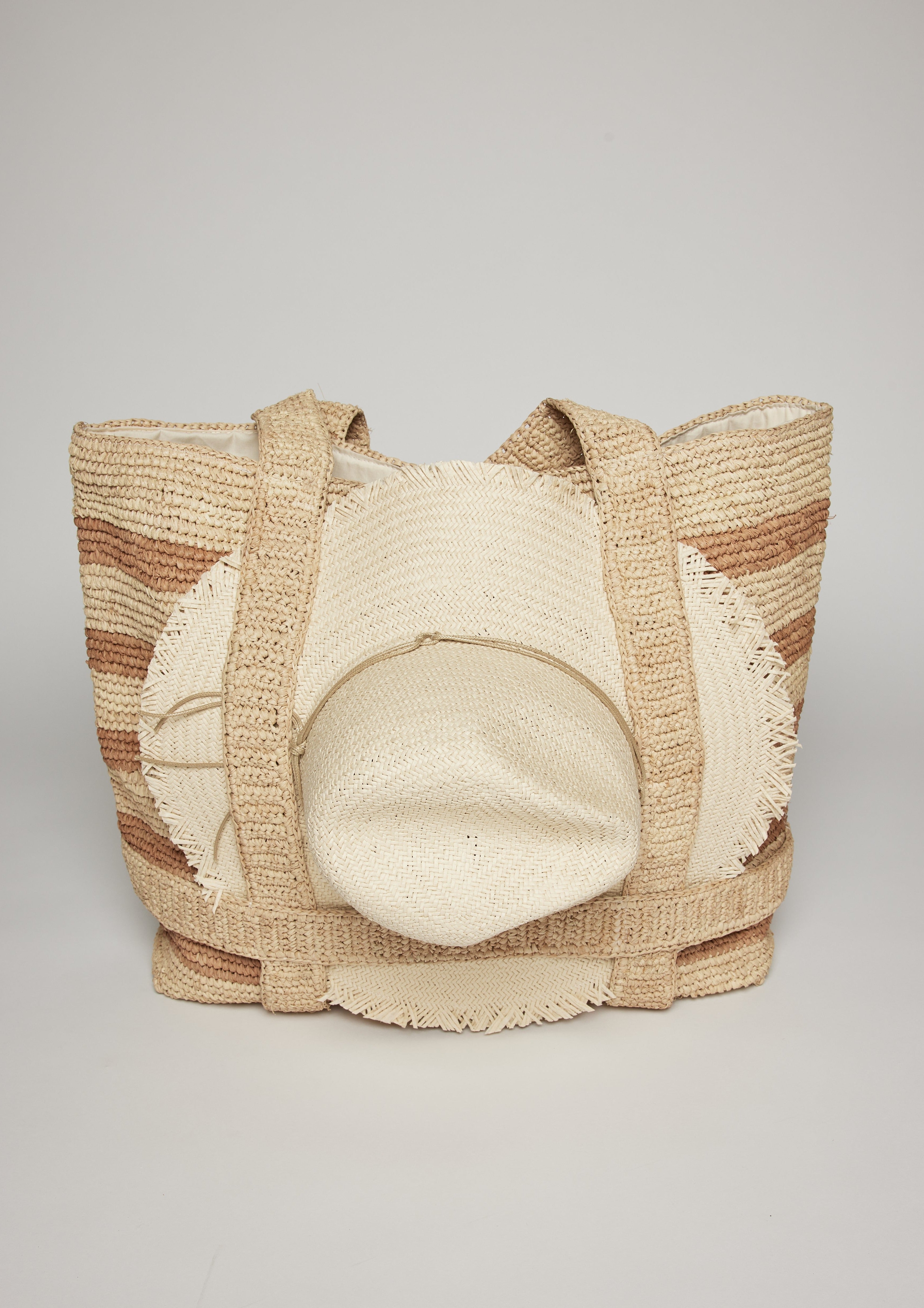 The Original Straw Traveler Bag- Toast Stripe