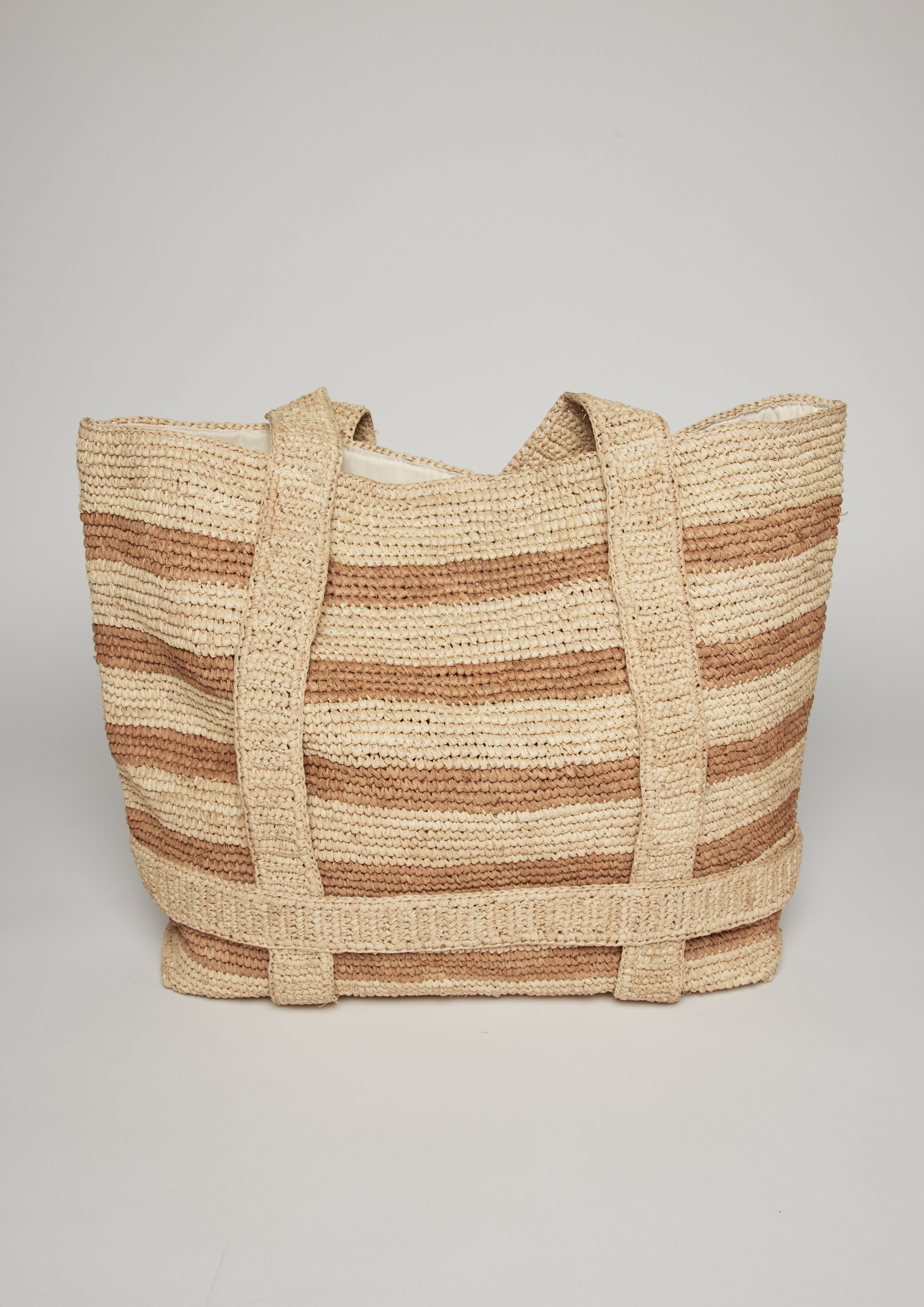 The Original Straw Traveler Bag- Toast Stripe