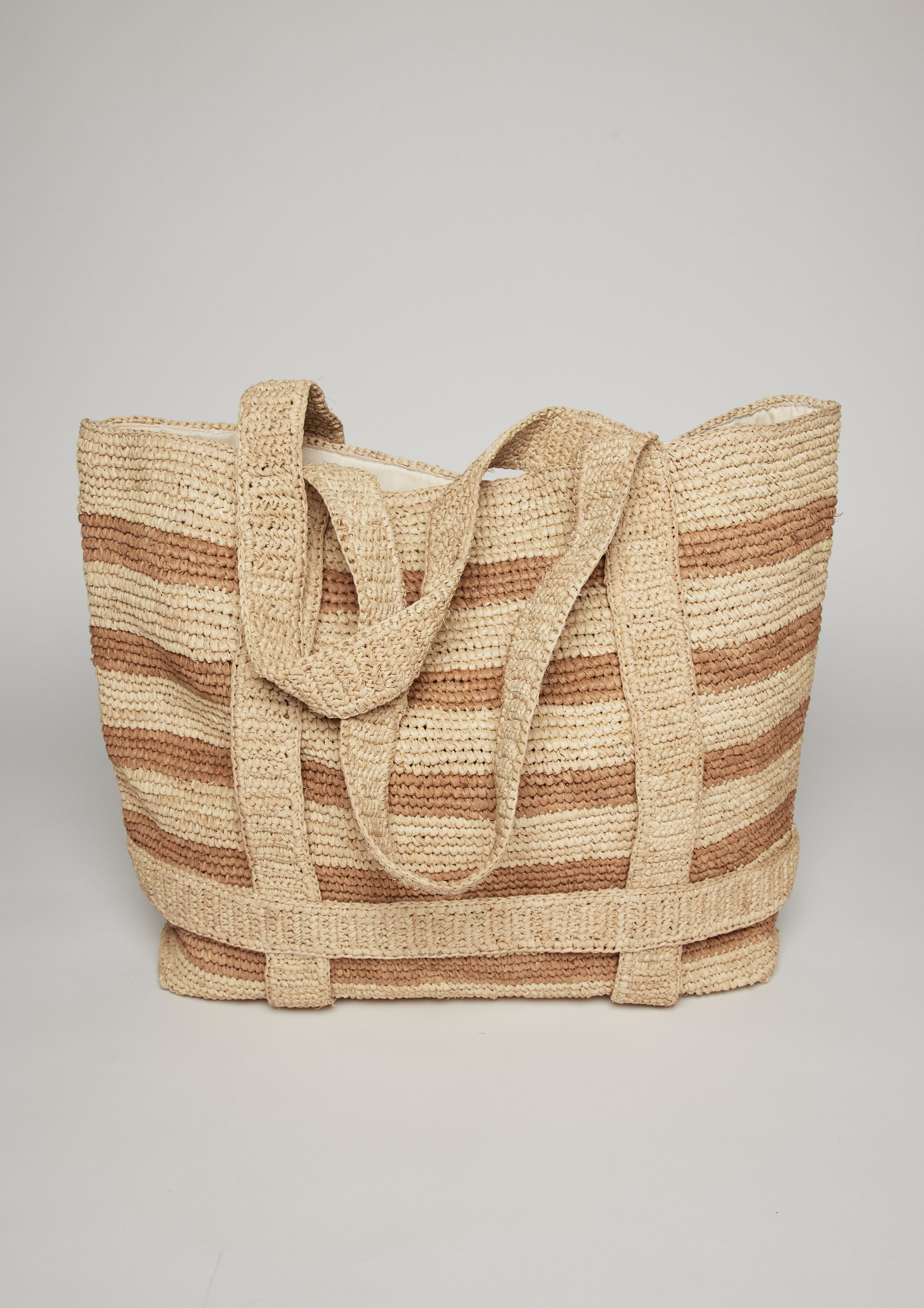 The Original Straw Traveler Bag- Toast Stripe