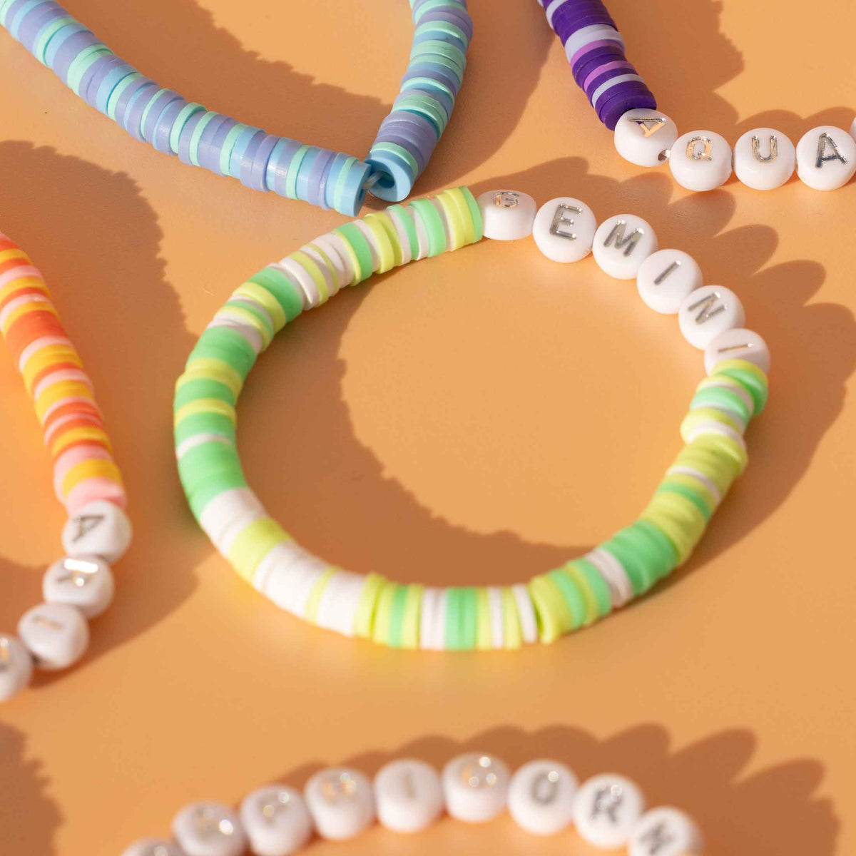 Gemini Zodiac Beaded Word Bracelet Set