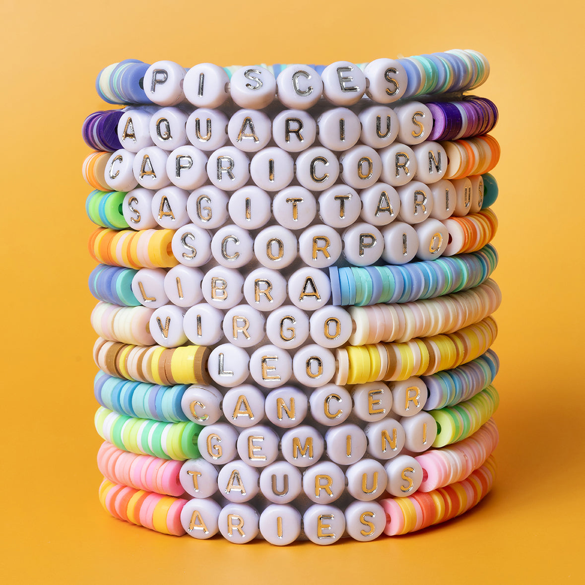 Libra Zodiac Beaded Word Bracelet Set