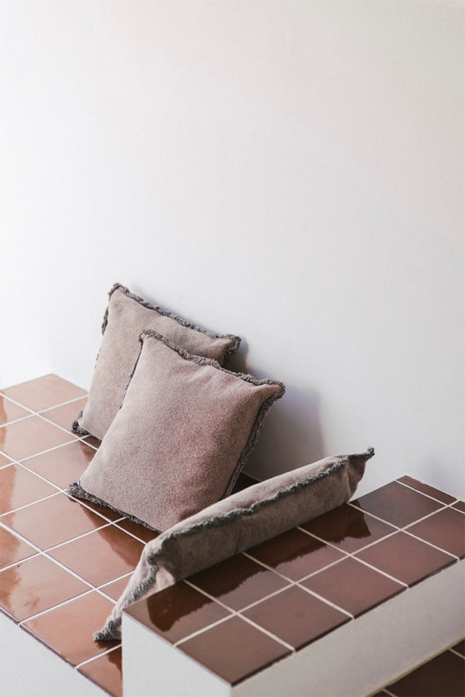 Stonewashed Rectangular Cushion Soil Brown