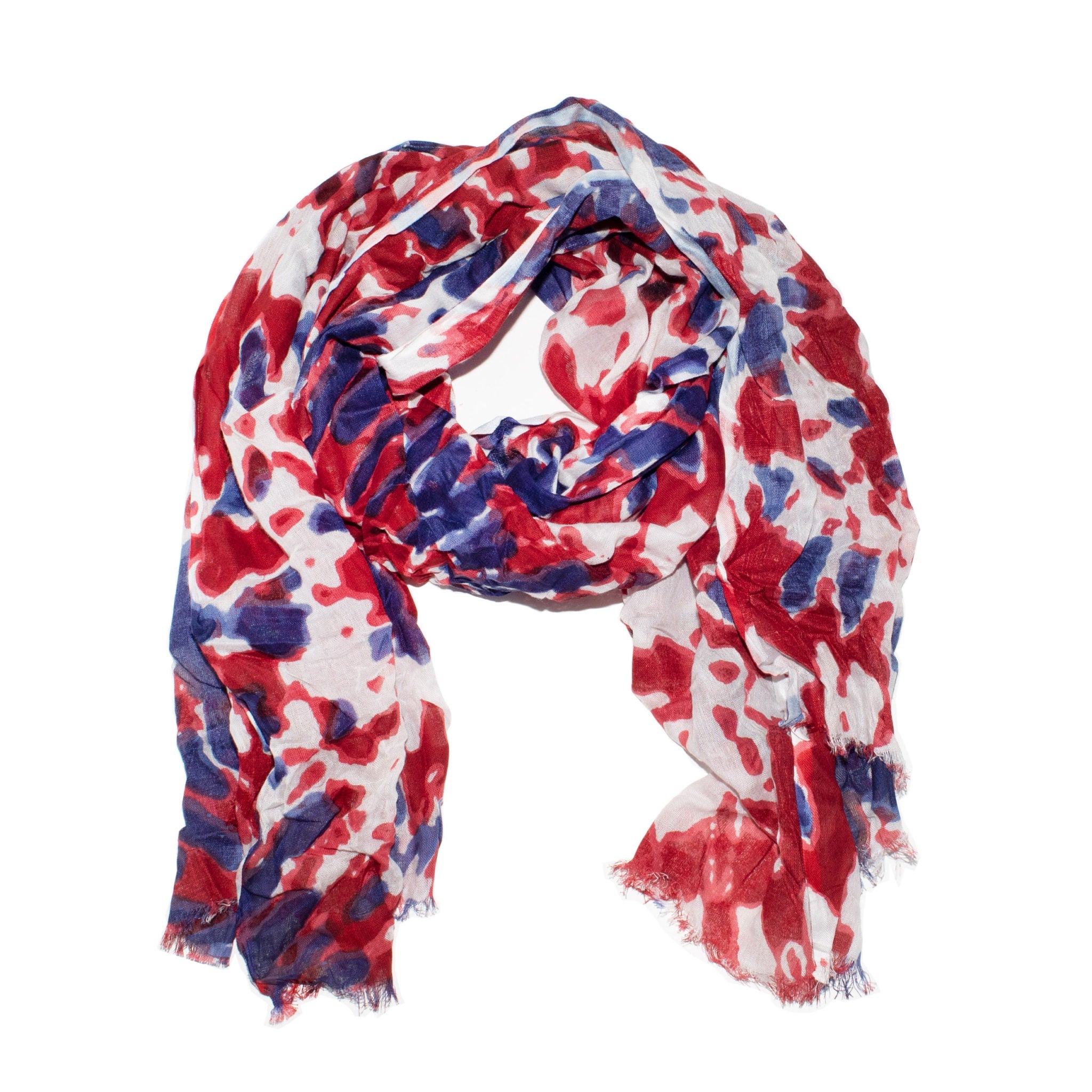 Red, White And Blue Tie Dye Scarf