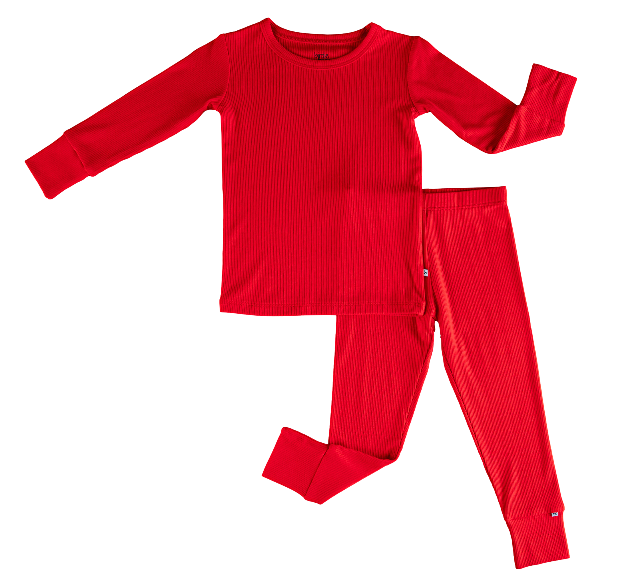 Scarlet Ribbed 2-piece Pajamas