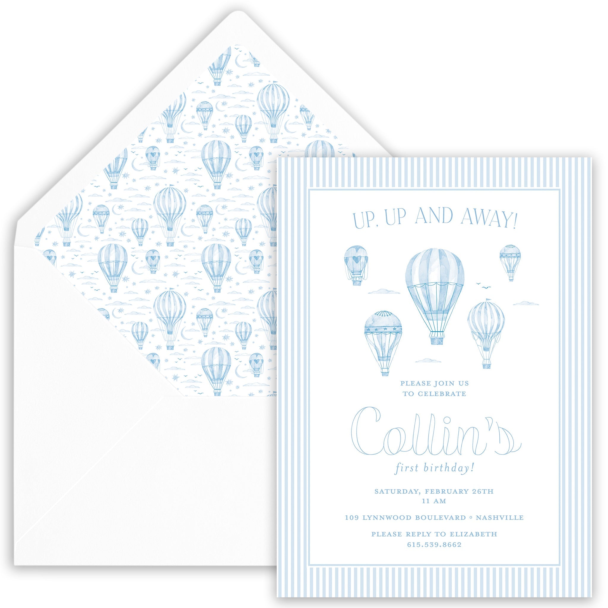 Hot Air Balloon Birthday Invitation