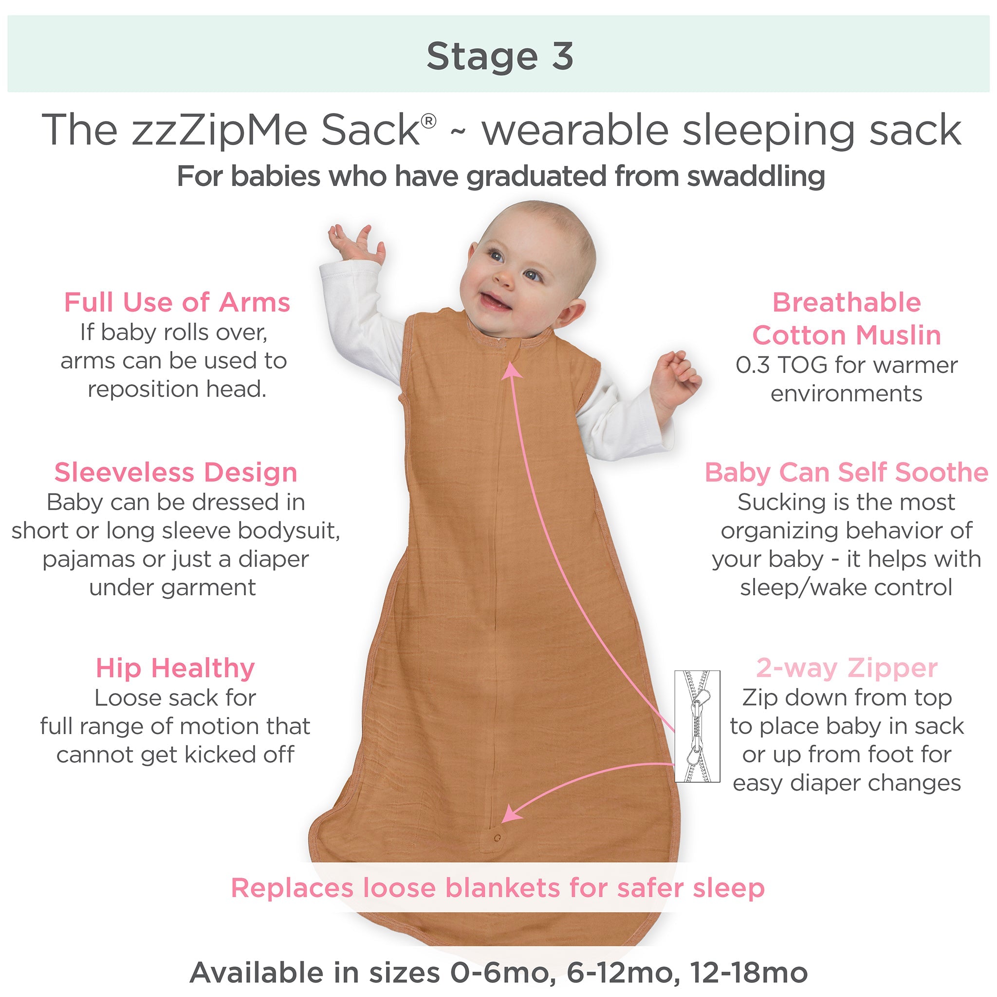 Muslin Non-weighted Zzzipme Sack - Butterum
