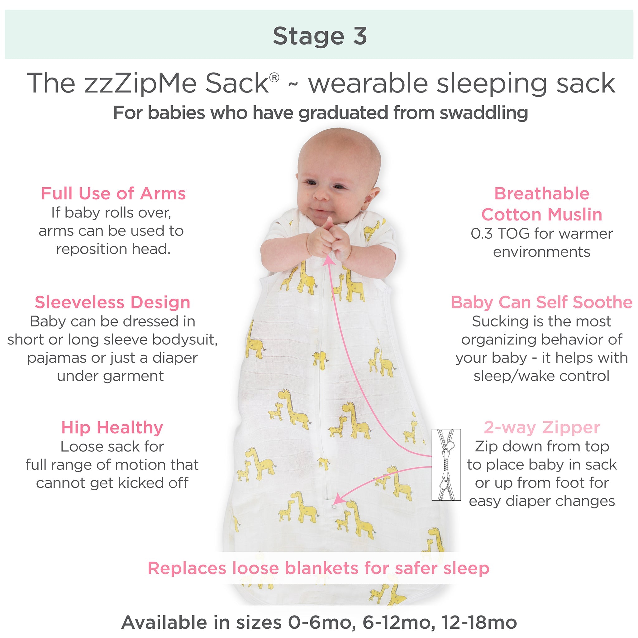 Muslin Non-weighted Zzzipme Sack - Peach Blush