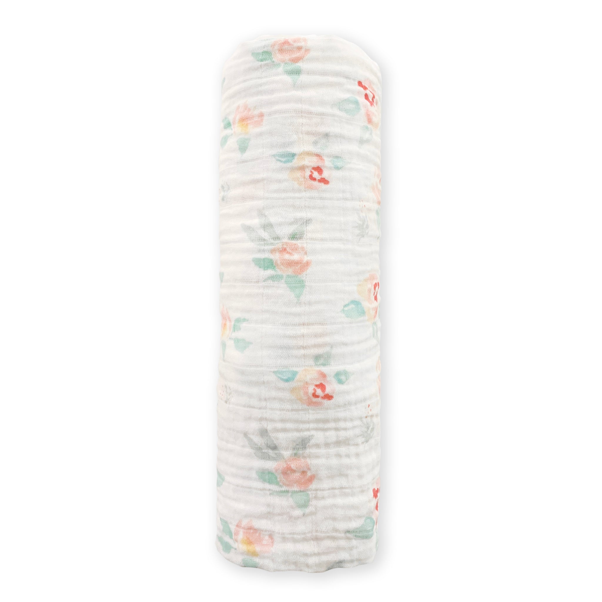 Muslin Swaddle Single - Watercolor Peachy Pink Floral - Sweet Roses