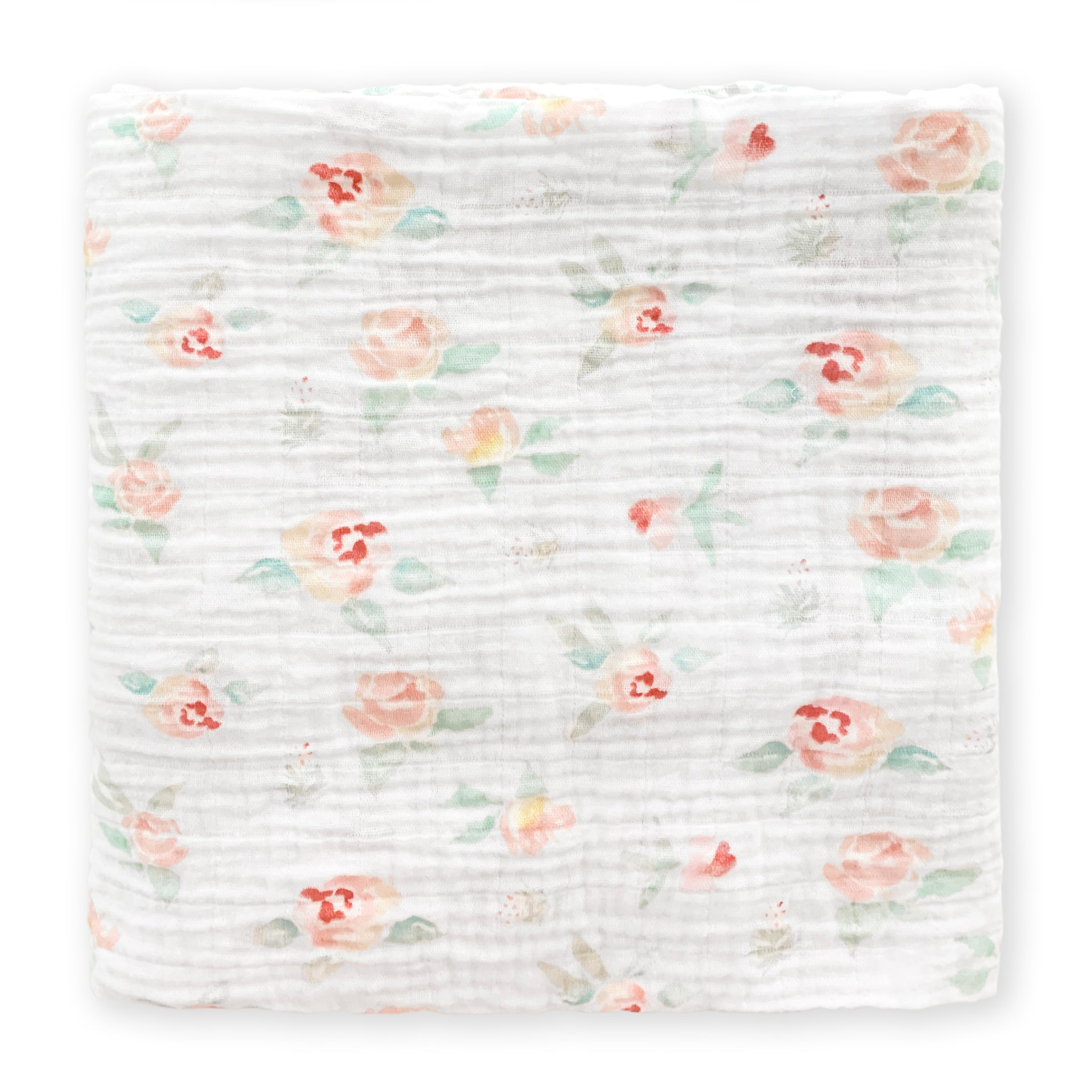 Muslin Swaddle Single - Watercolor Peachy Pink Floral - Sweet Roses