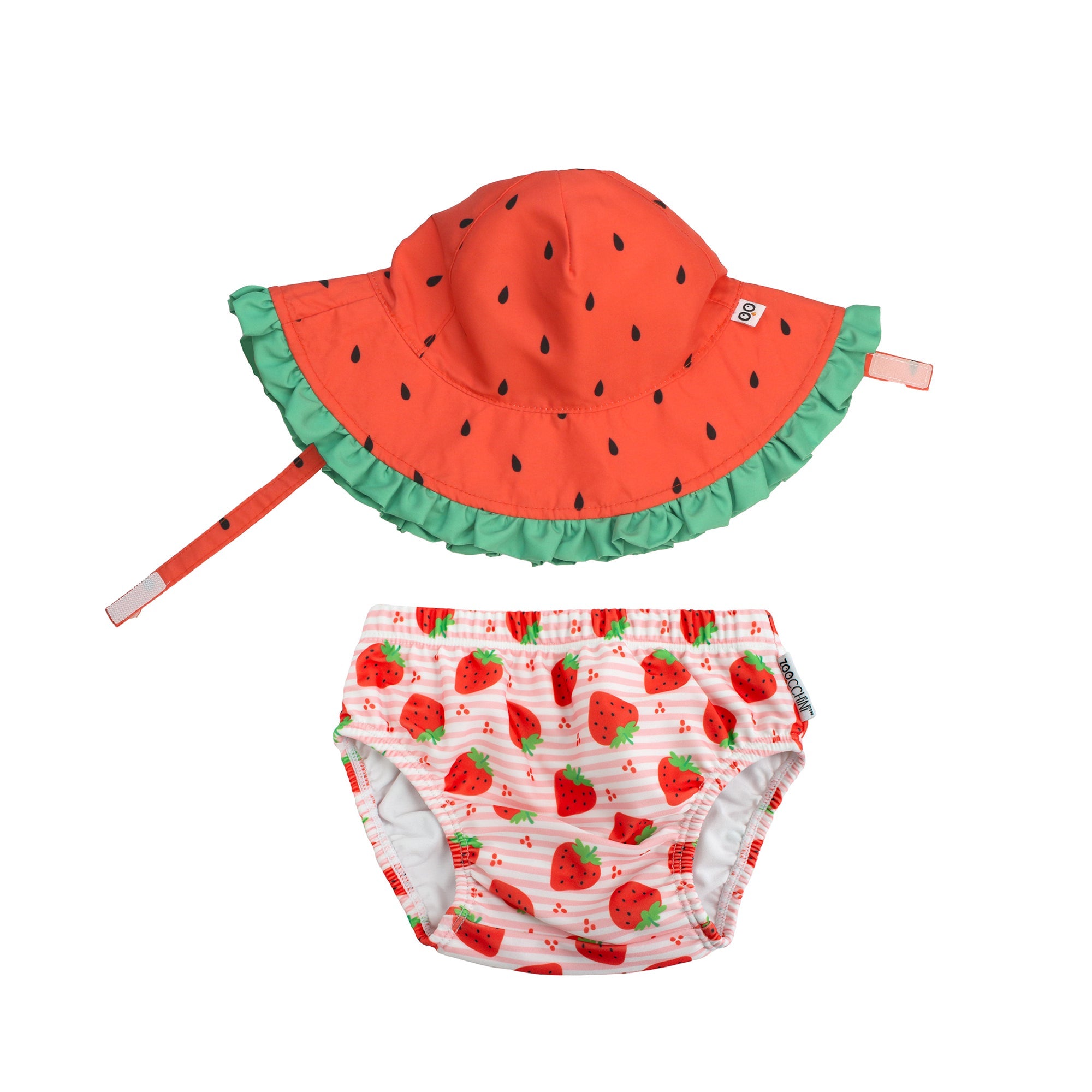 Baby Swim Diaper & Sun Hat Set - Strawberry