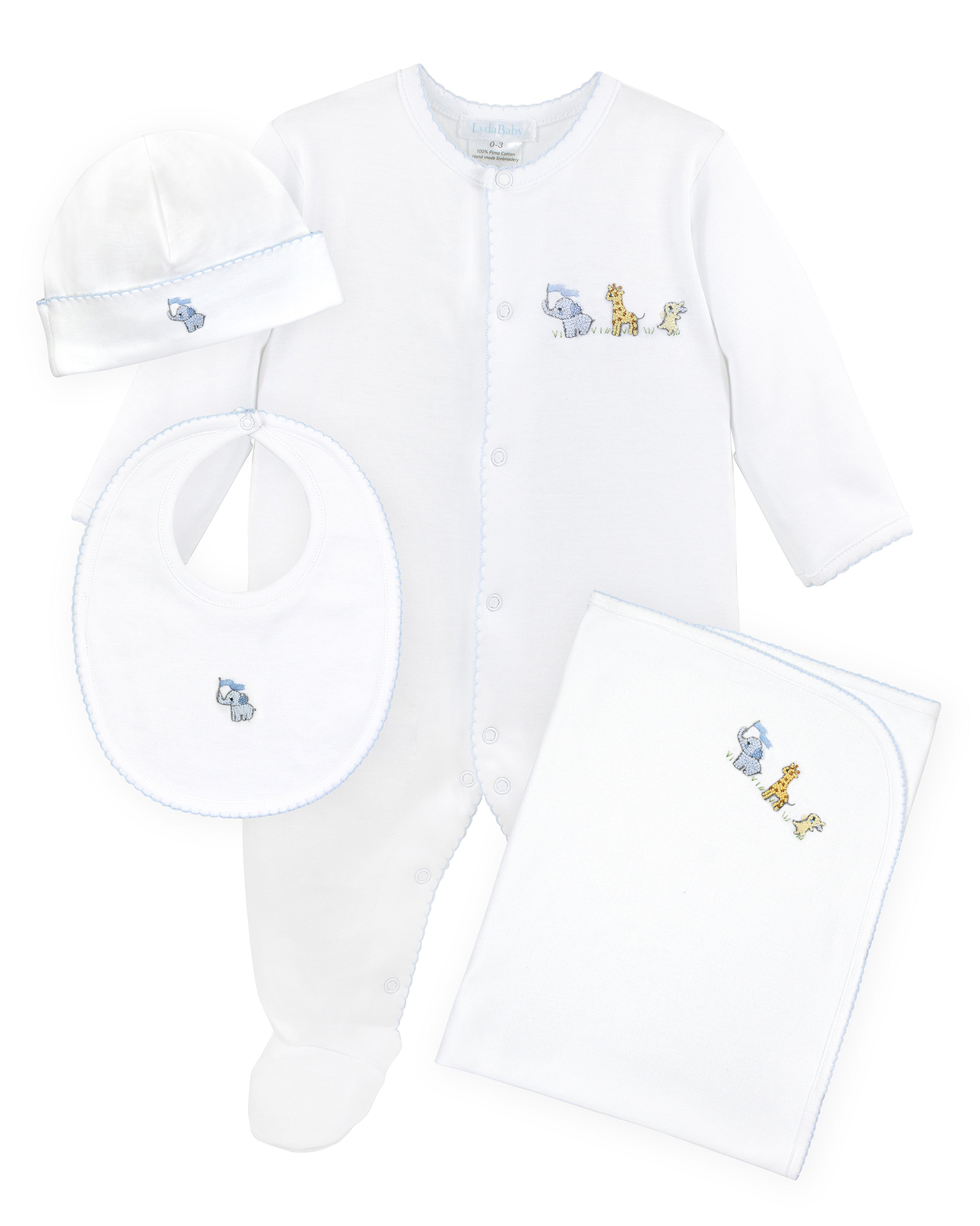 Baby Animals Embroidery Set 4 Pieces | Baby Boy