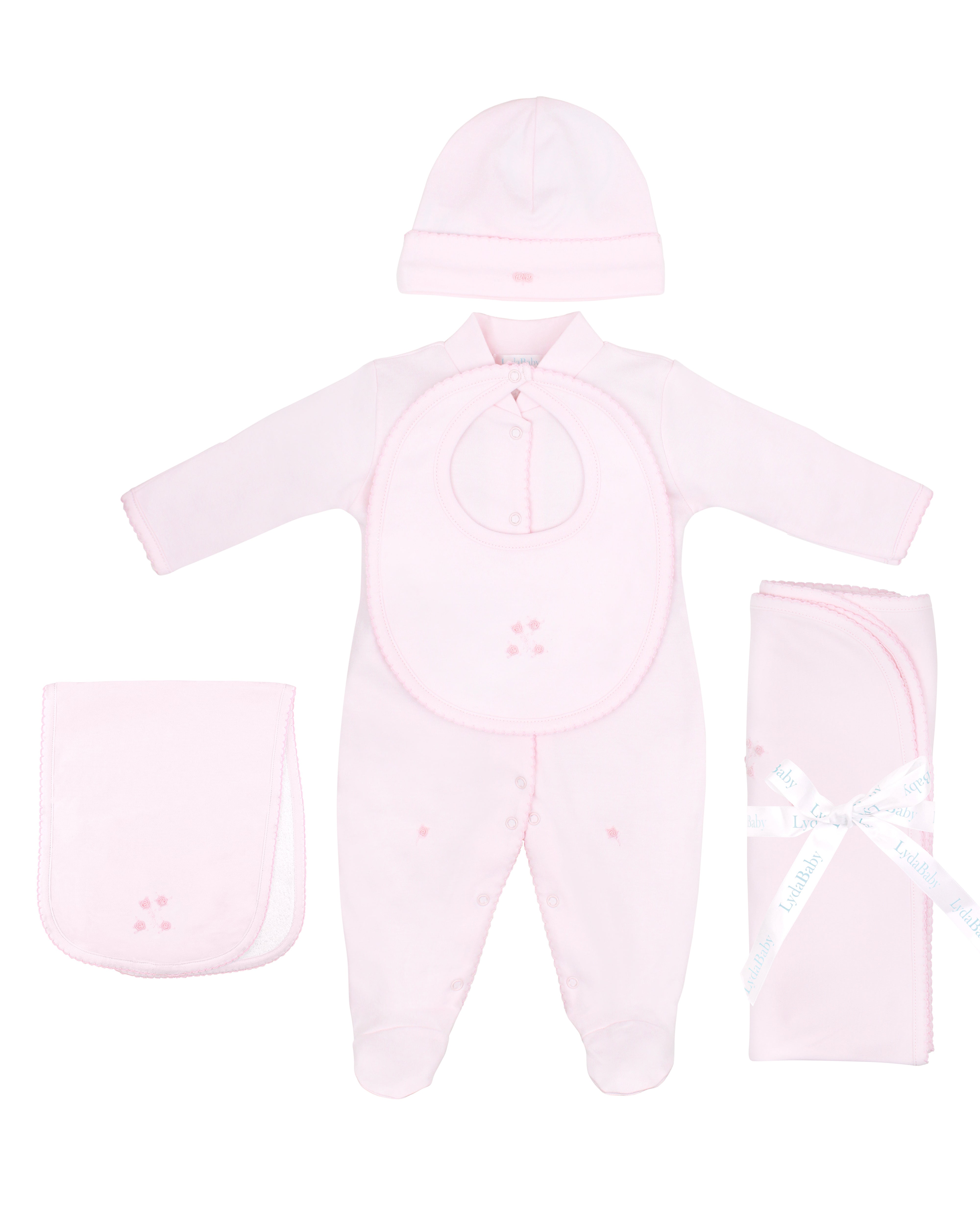 Sweet Roses Embroidery Set 5 Pieces | Baby Girl