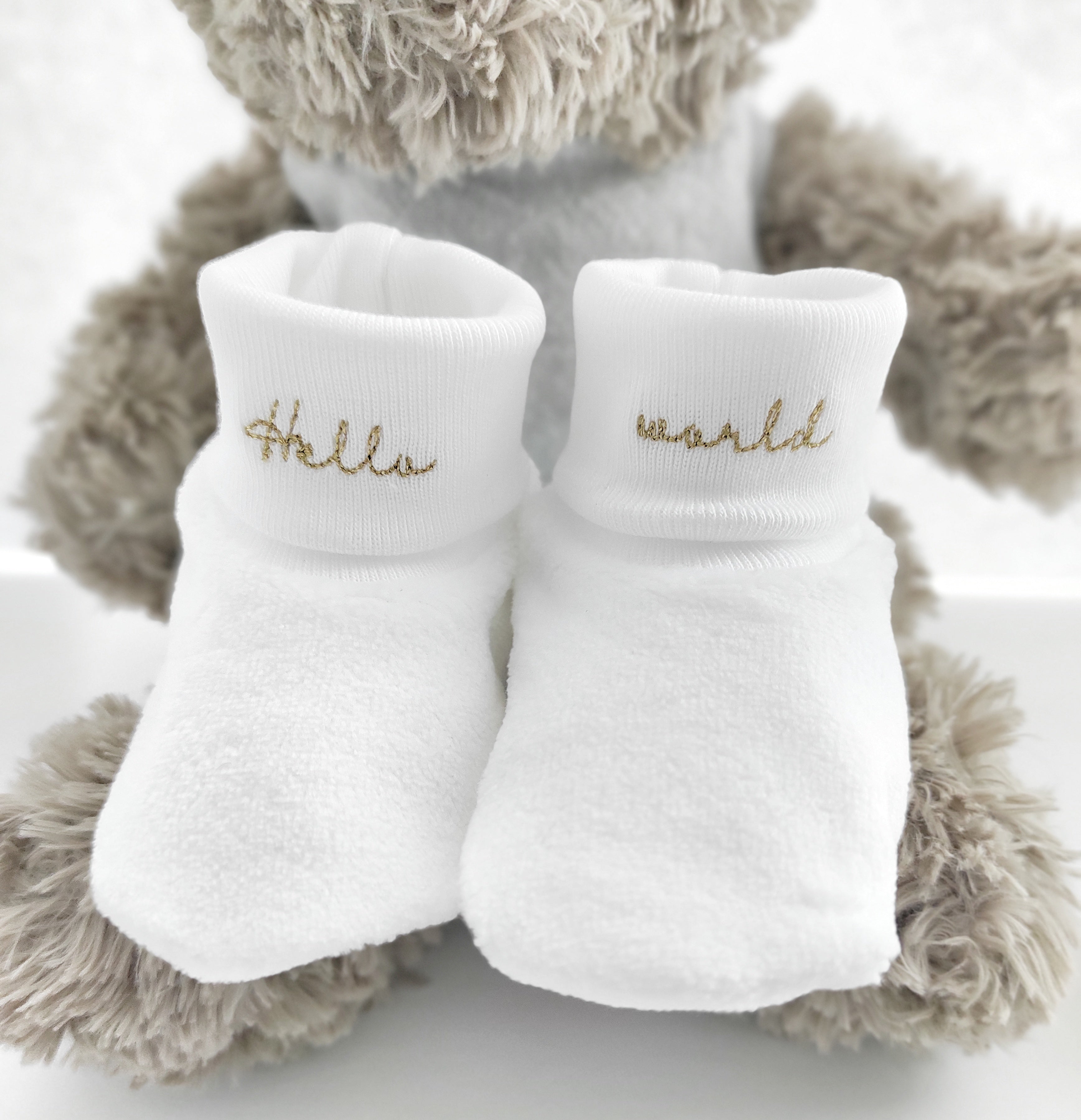 Hello World Pima Cotton Set X2, White