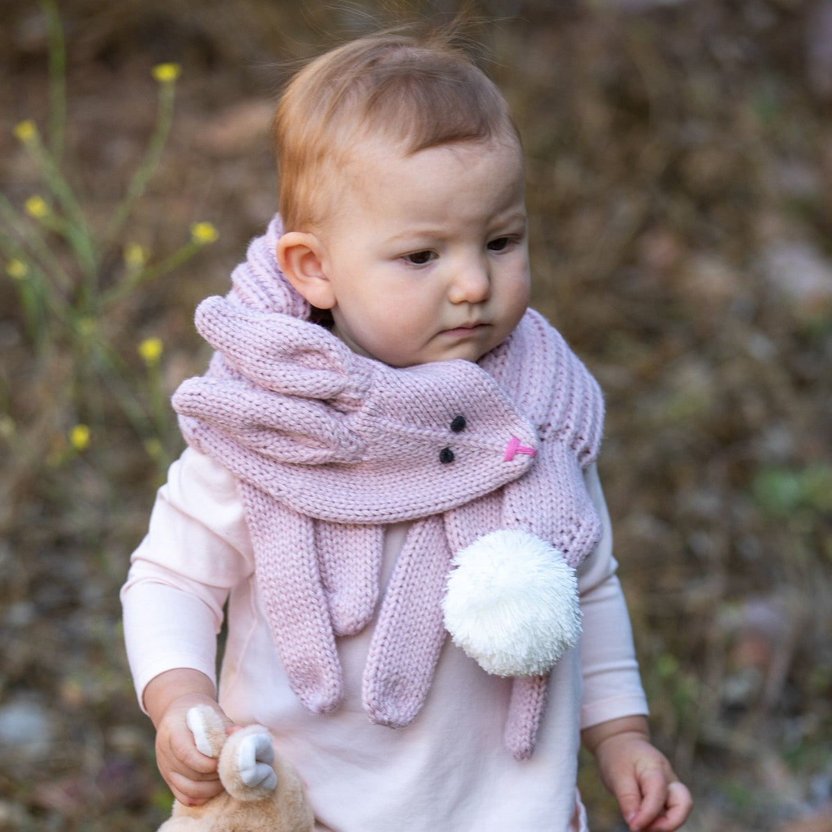 Soft Bunny Knitted Winter Neck Scarf- (children Age 4/5-12yr)- Oat Beige, Unisex