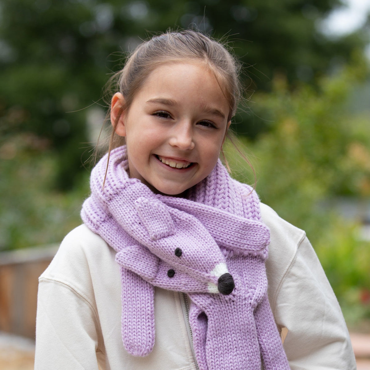 Girls Fox Knit Neck Winter Scarf - Fun Critter Design For Kids All Ages, Rustic Red