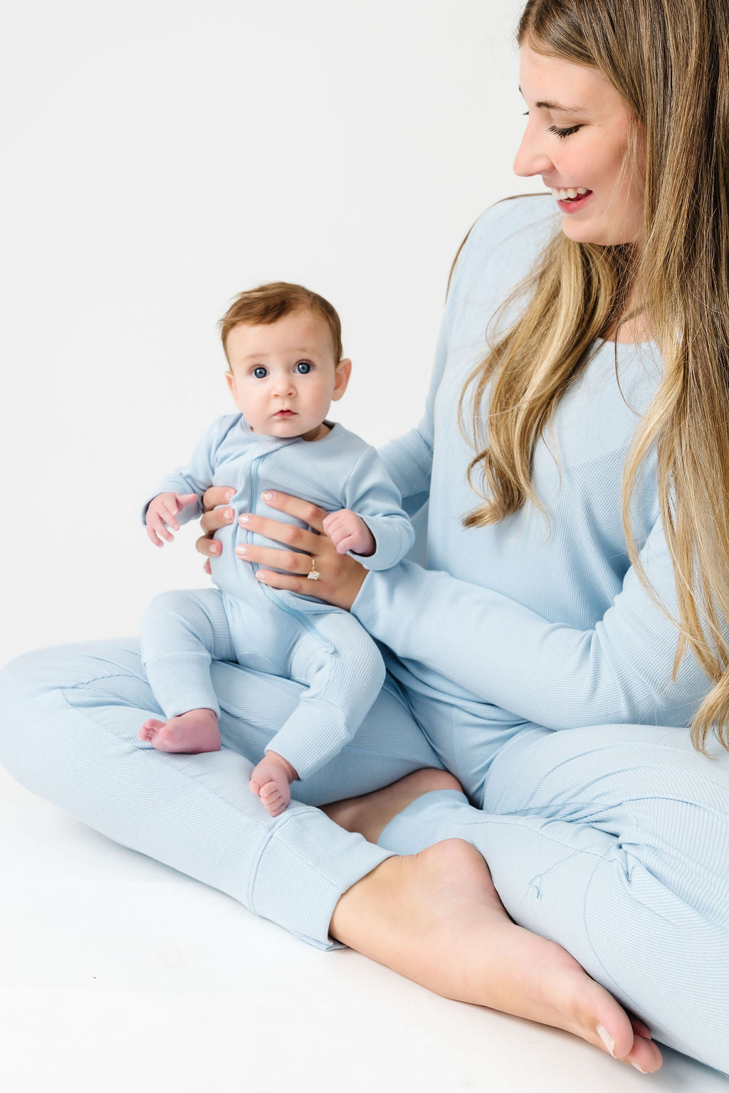 God's Got My Back Blue Pj Footless Onesie Ribbed Cotton-bamboo Blend