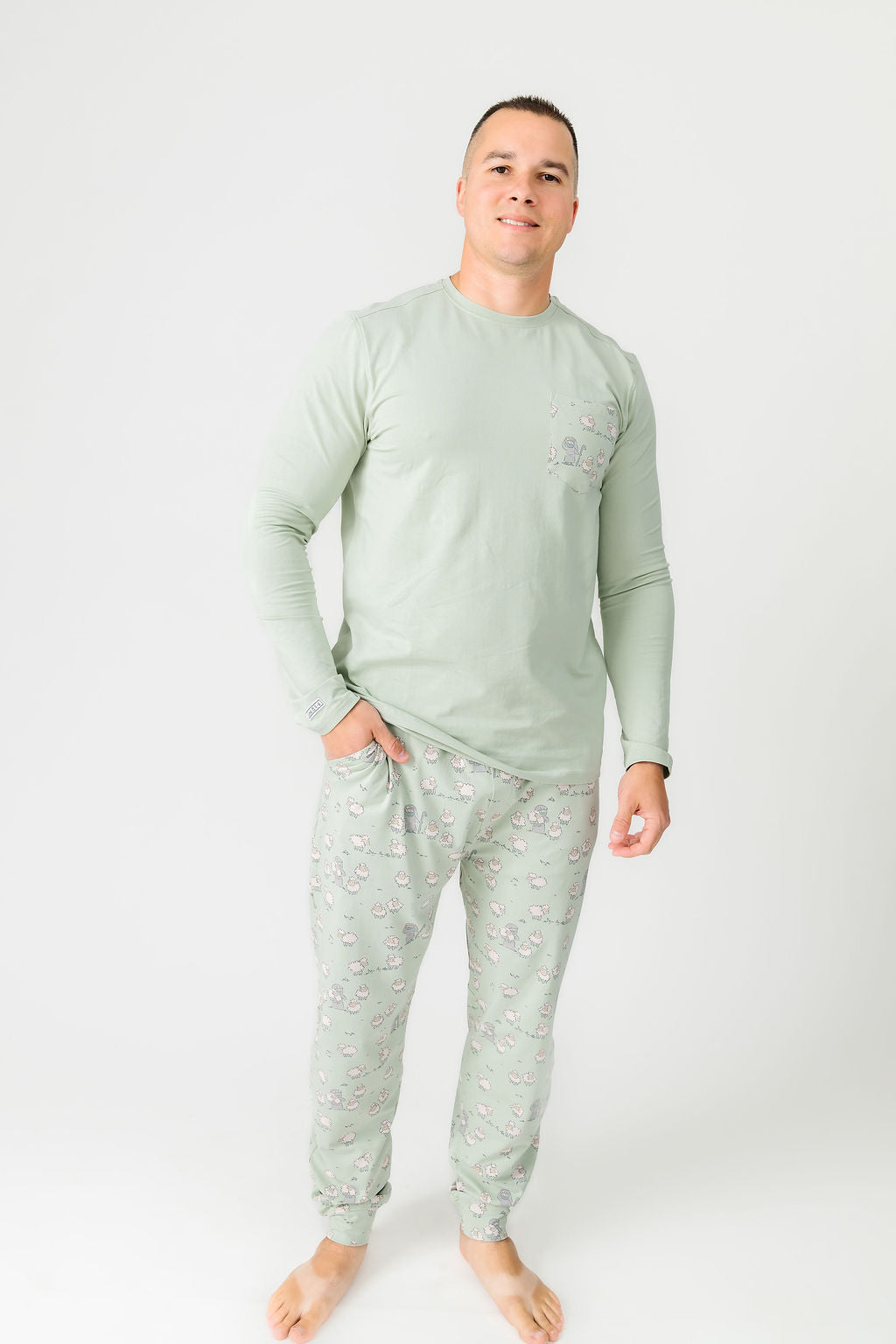 The Lost Sheep Pj Mens Long Sleeve Jogger Set Cotton