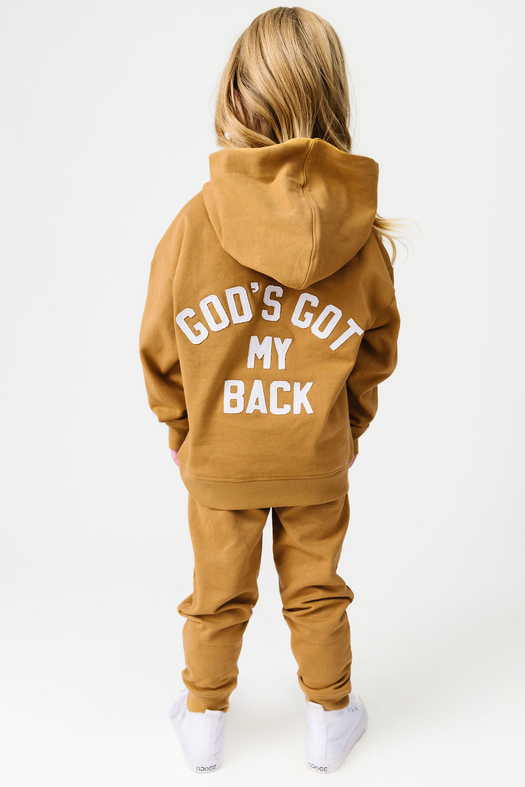 God's Got My Back Tan Fleece Jogger