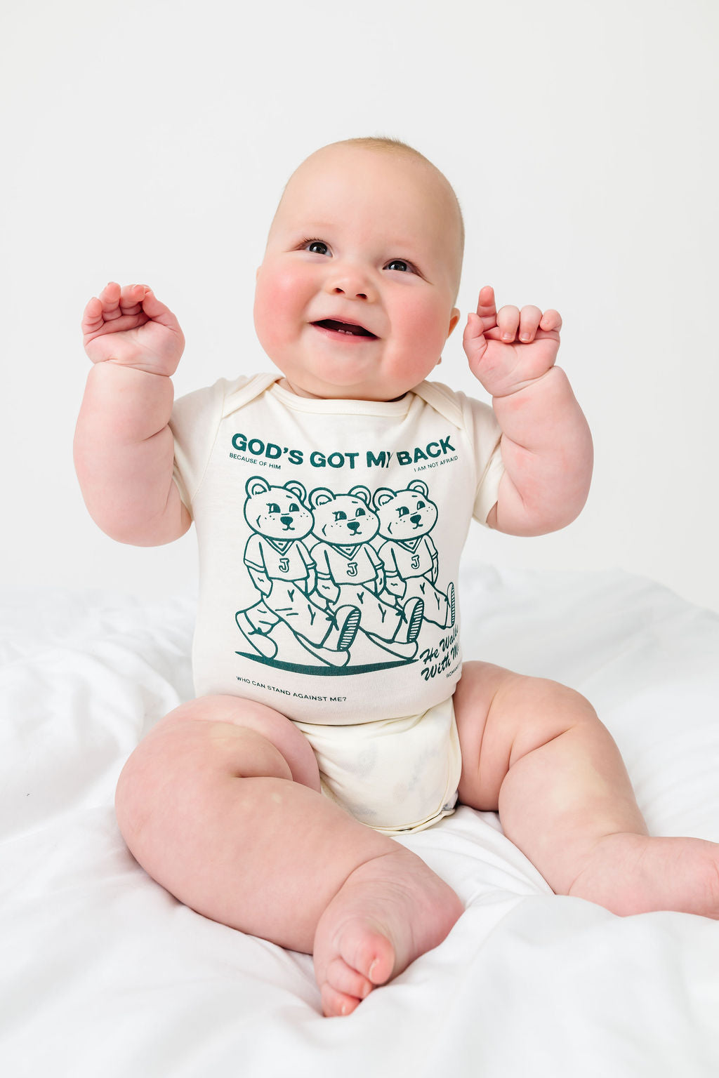 Baby God's Got My Back Teal Bodysuit Cotton | Short Sleeve