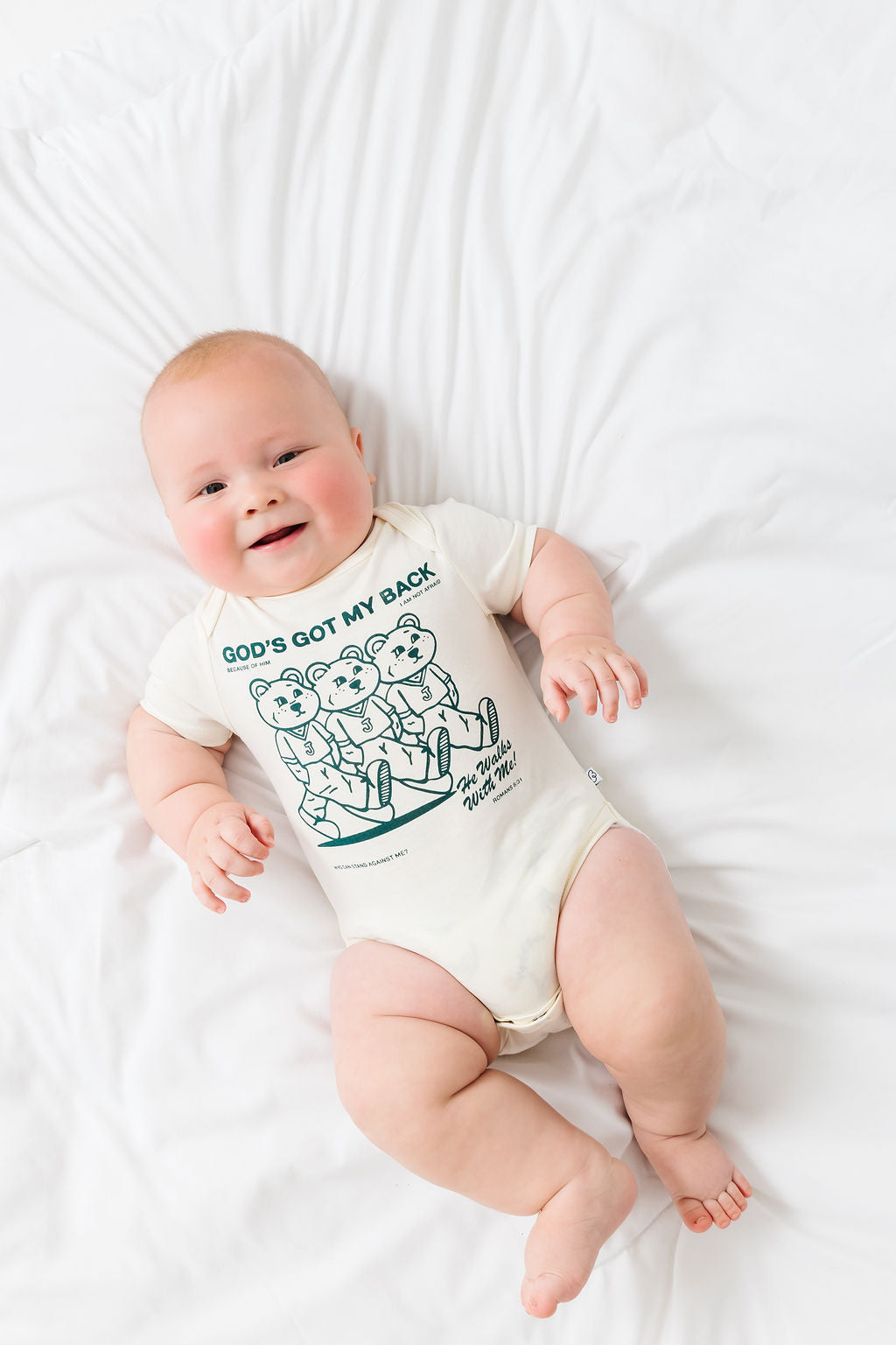 Baby God's Got My Back Teal Bodysuit Cotton | Short Sleeve