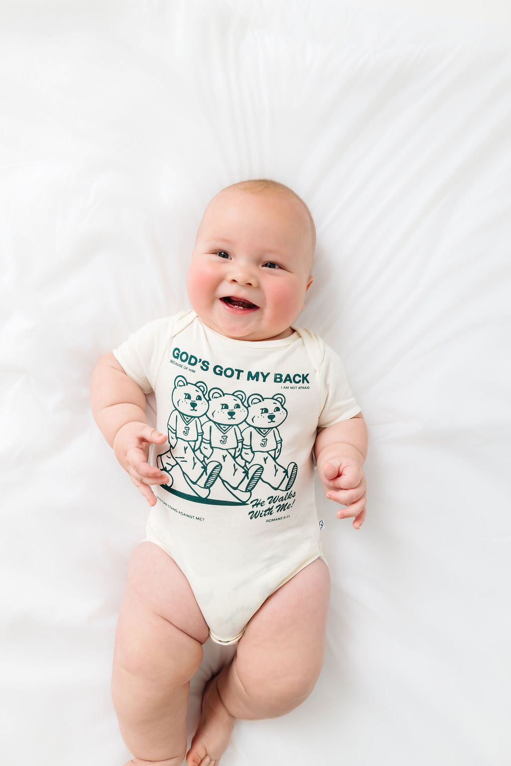Baby God's Got My Back Teal Bodysuit Cotton | Short Sleeve