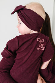 God's Got My Back Fig Pj Footless Onesie Ribbed Cotton-bamboo Blend