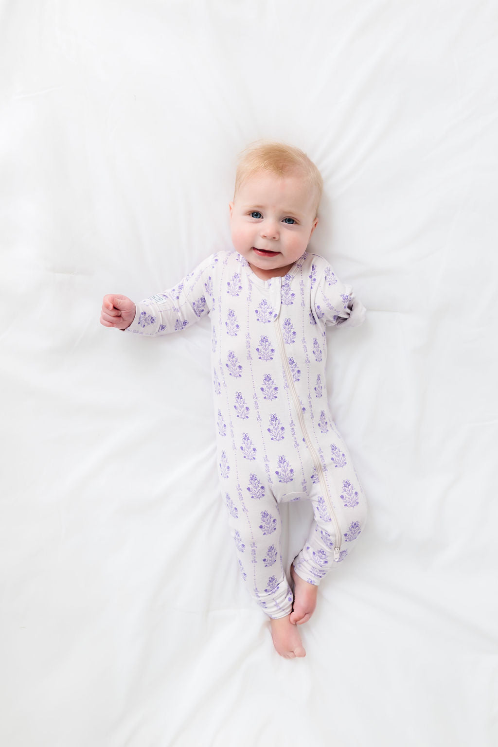 God Is With You Floral Pj Footless Onesie Bamboo