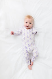 God Is With You Floral Pj Footless Onesie Bamboo