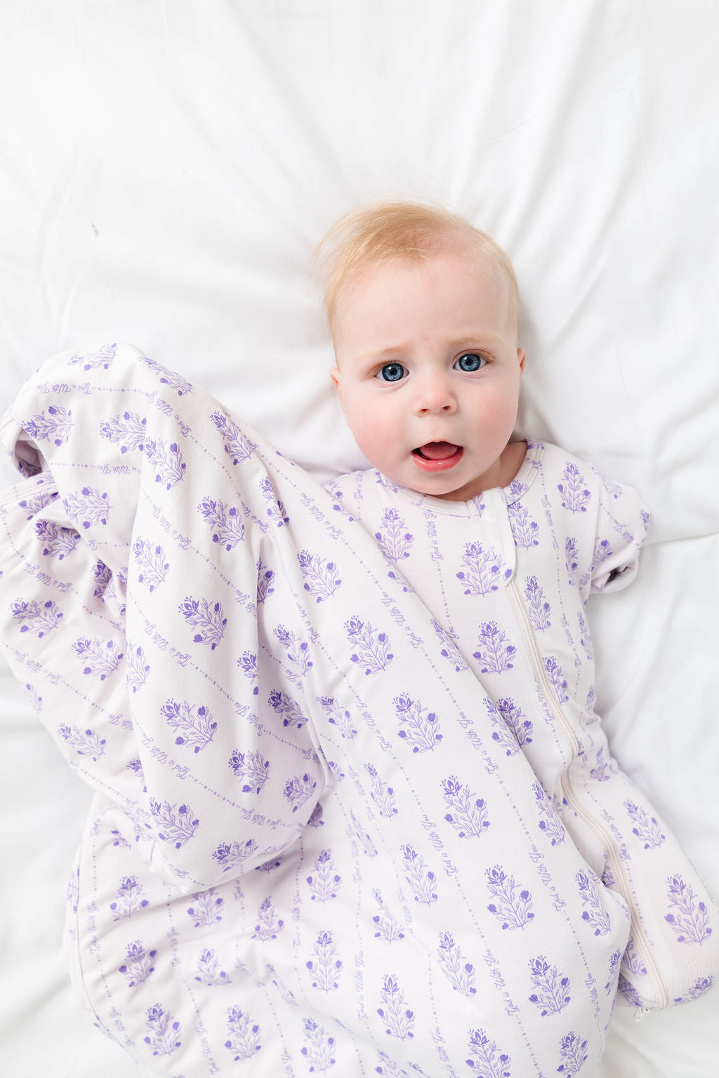 God Is With You Floral Pj Footless Onesie Bamboo