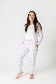 God Is With You Floral Pj Womens Long Sleeve Jogger Set Bamboo