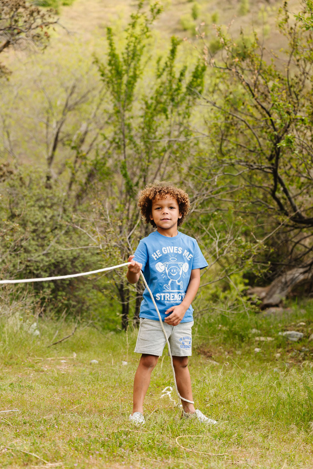 Kids He Gives Me Strength T-shirt Cotton | Short Sleeve