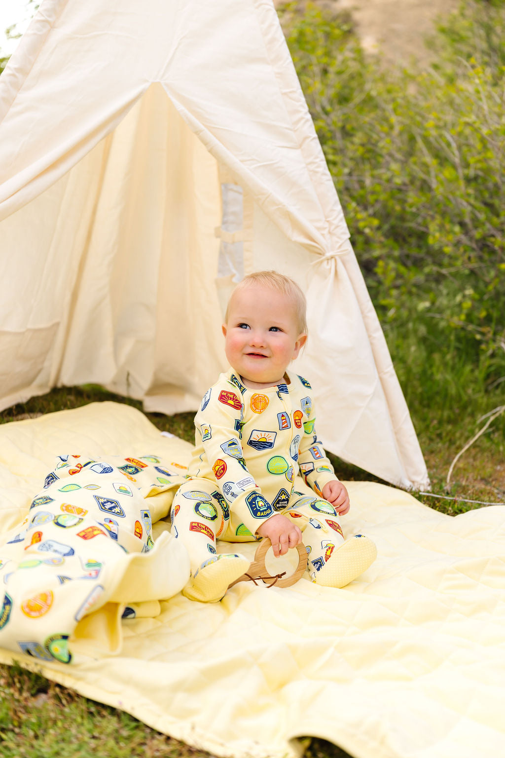 Be The Light Badges Pj Footed Onesie Cotton