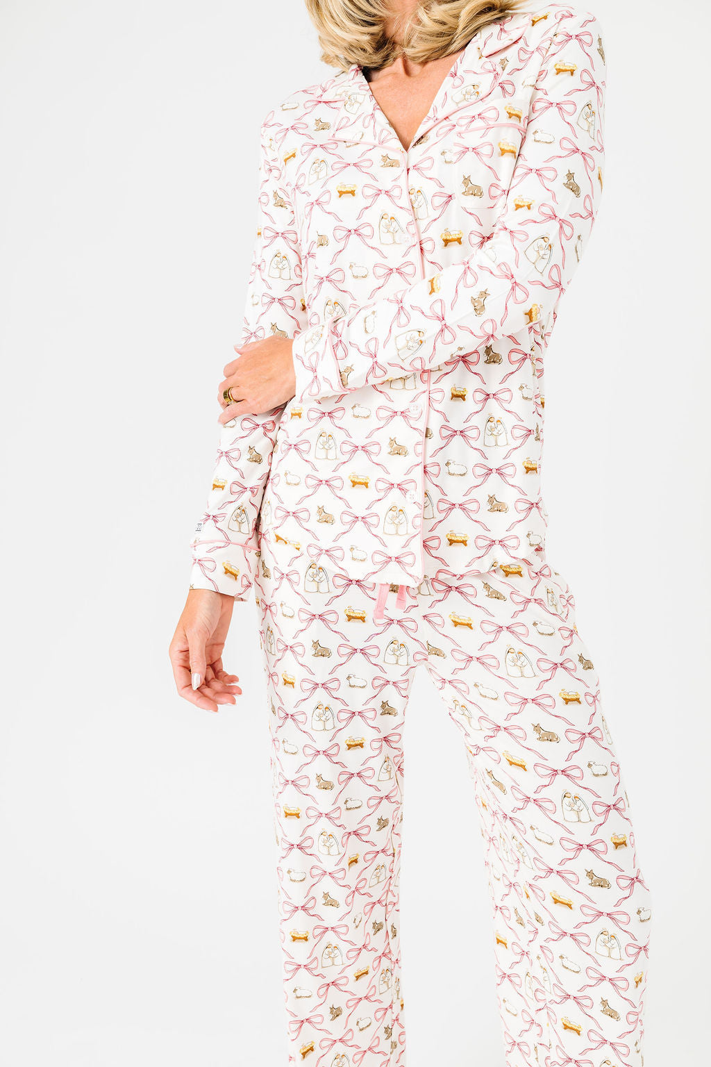 Let Us Adore Him Pj Womens Notch Collar Set Bamboo
