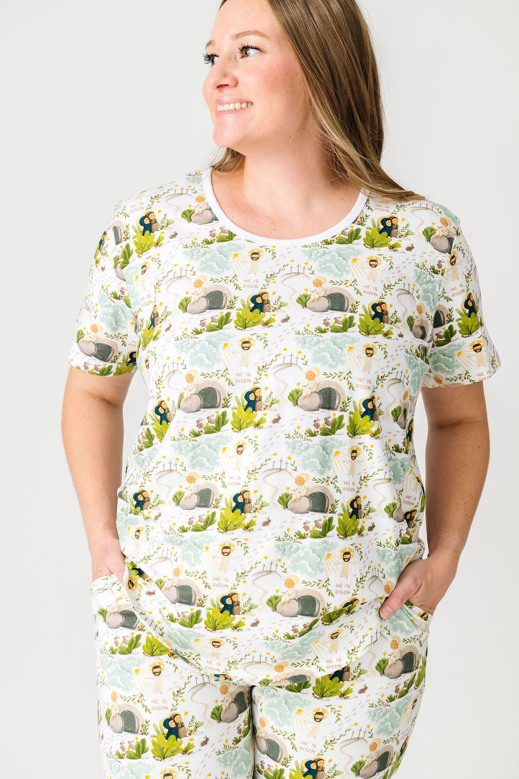 He Is Risen Women's Pj Short Sleeve Jogger Set