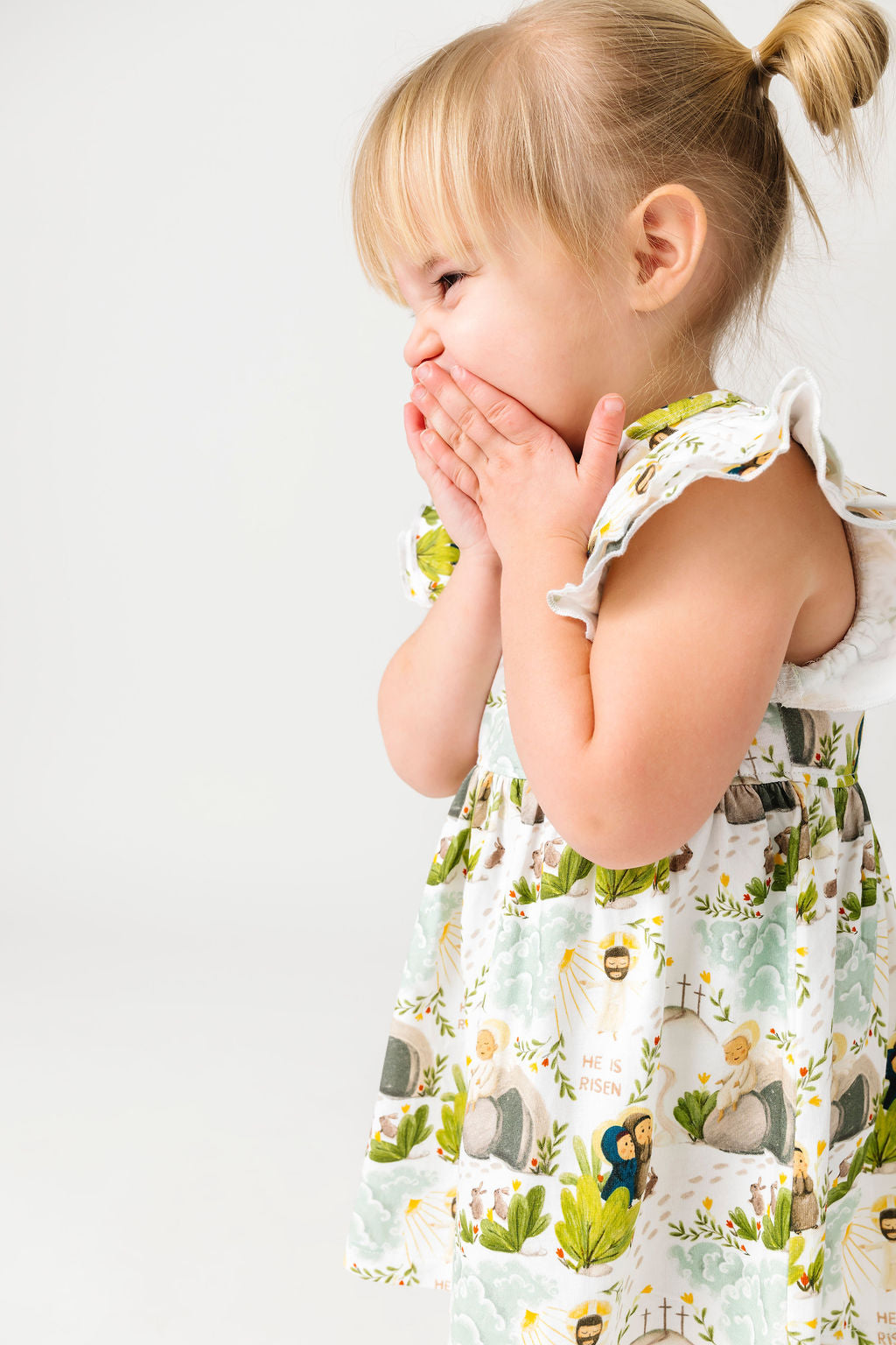 He Is Risen Short Sleeve Twirl Dress Bodysuit Cotton