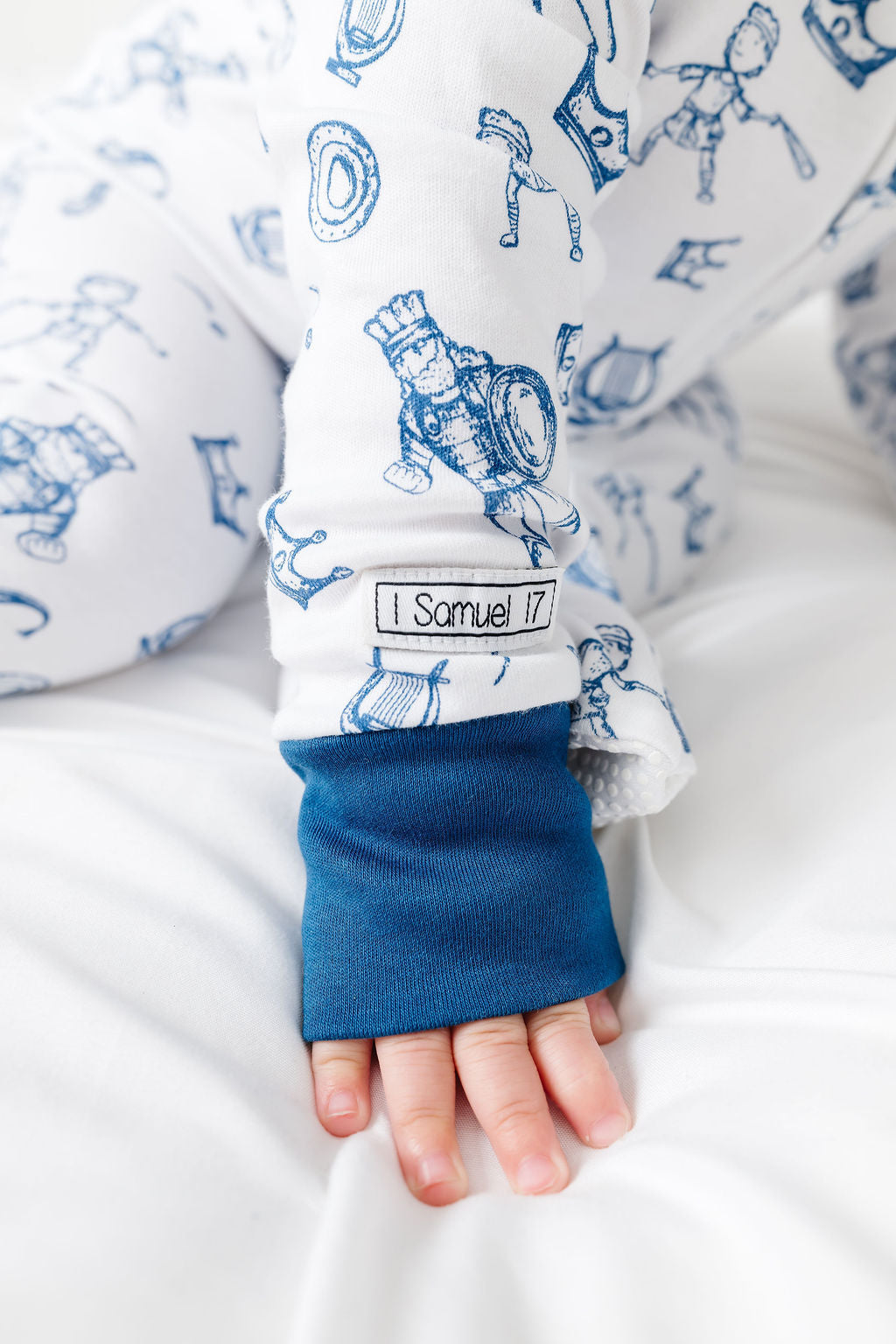 David & Goliath Blue Pj Footed Onesie Cotton
