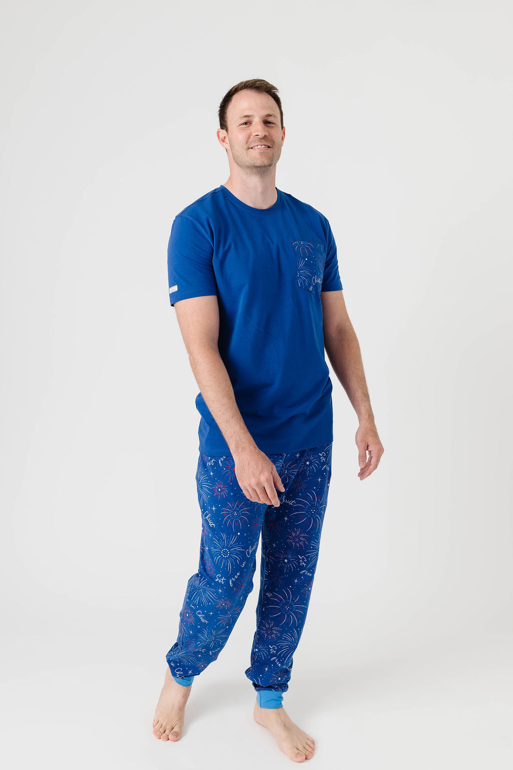Set Free In Christ Mens Pj Jogger Set Cotton