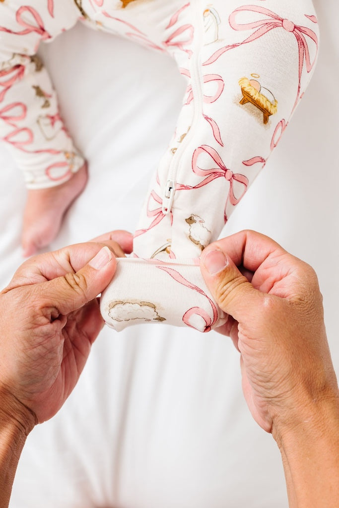 Let Us Adore Him Pj Footless Onesie Bamboo
