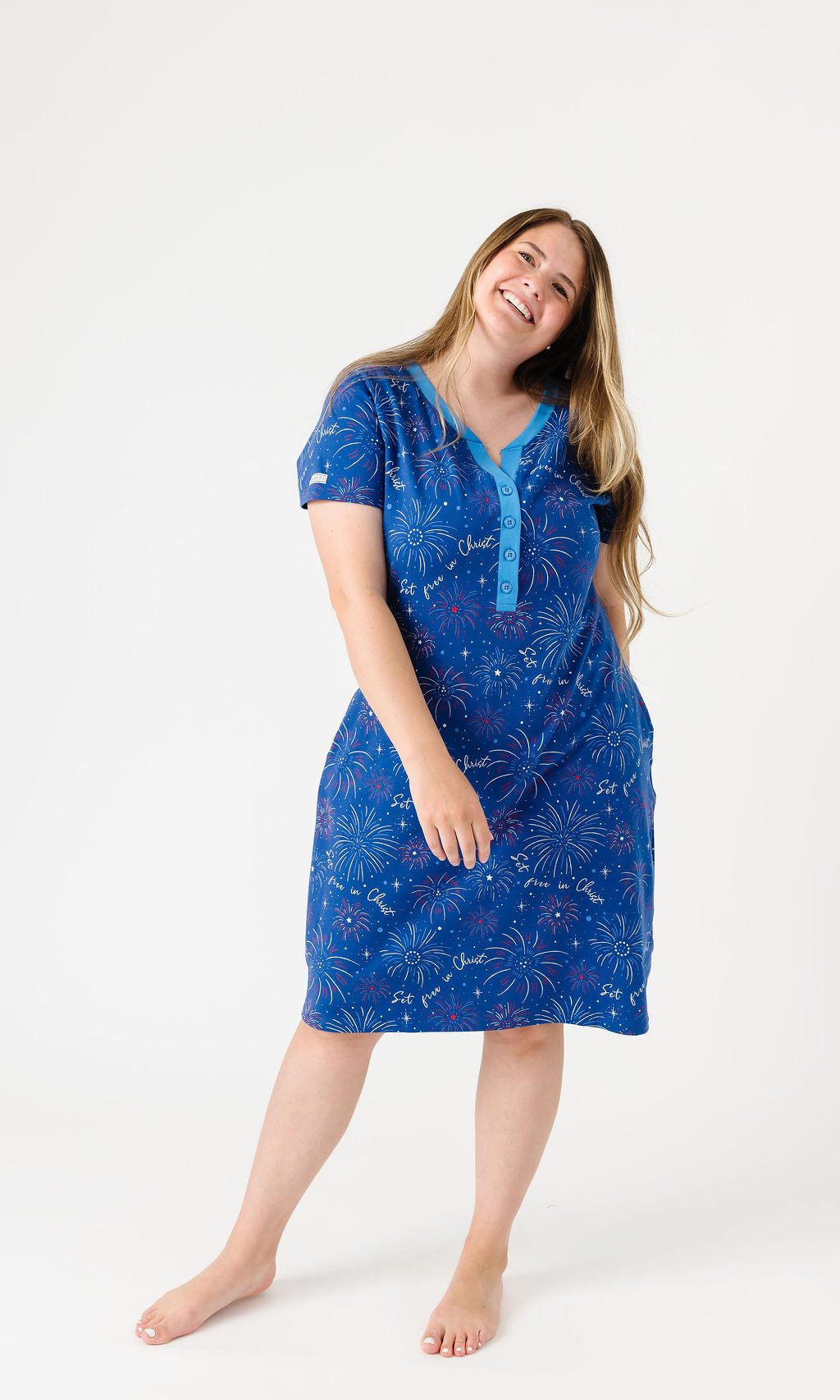 Set Free In Christ Womens Pj Nightgown Cotton