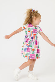 Kids Rejoice In The Lord Floral Twirl Dress Cotton | Short Sleeve