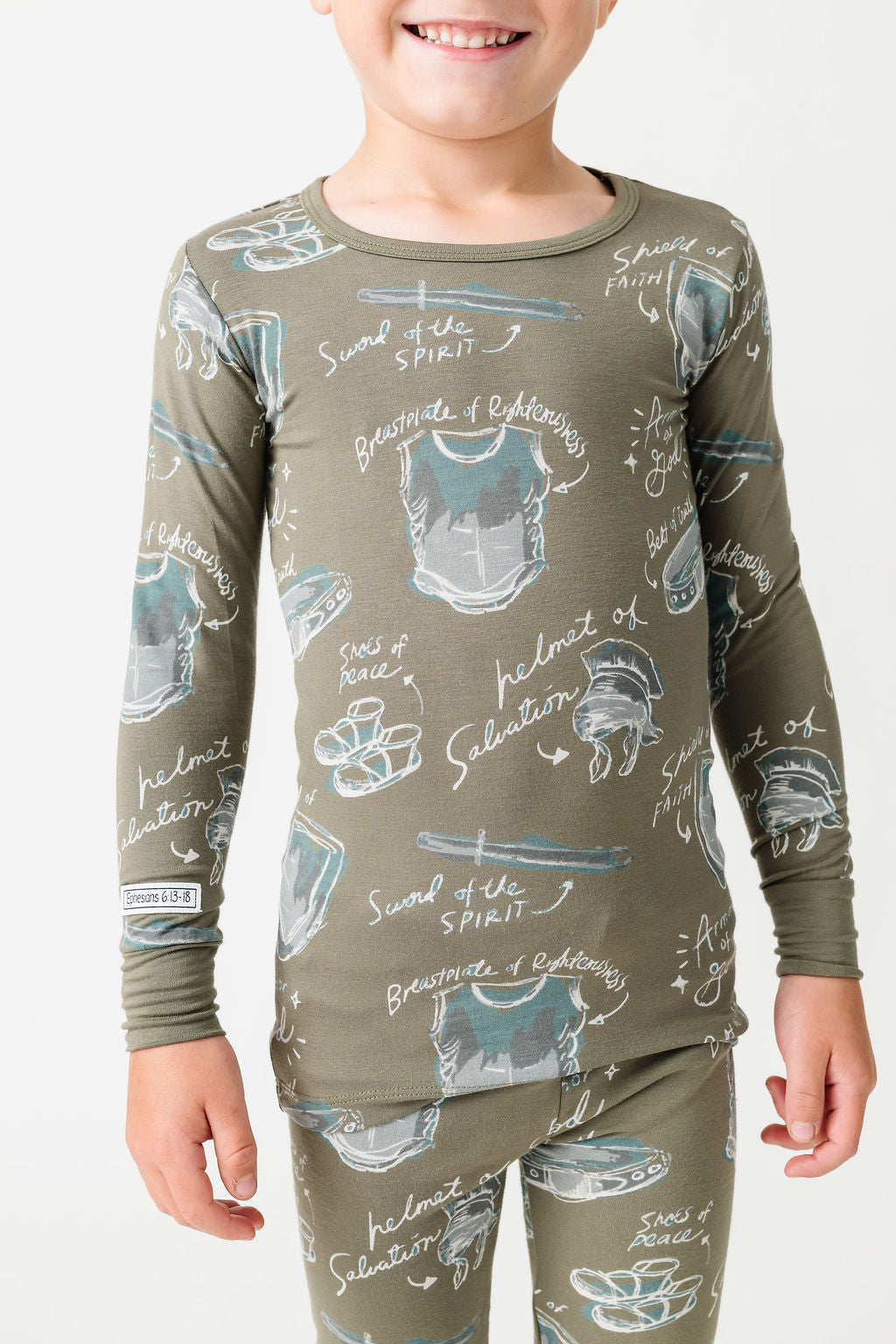 Armor Of God Green Pj Long Sleeve & Pants Set Bamboo